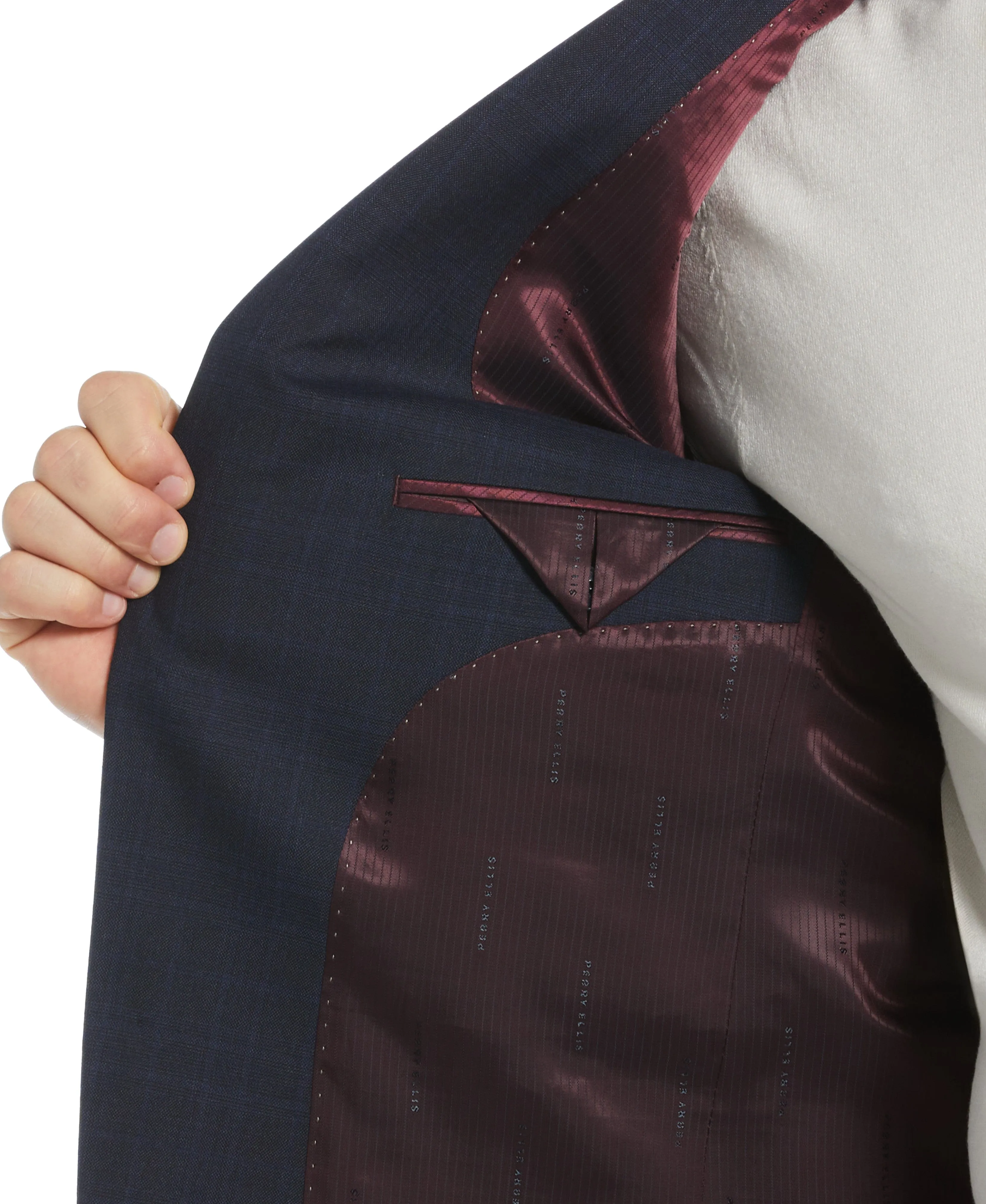 Skinny Fit Plaid Notch Lapel Suit Jacket sold by Perry Ellis product image thumbnail 4