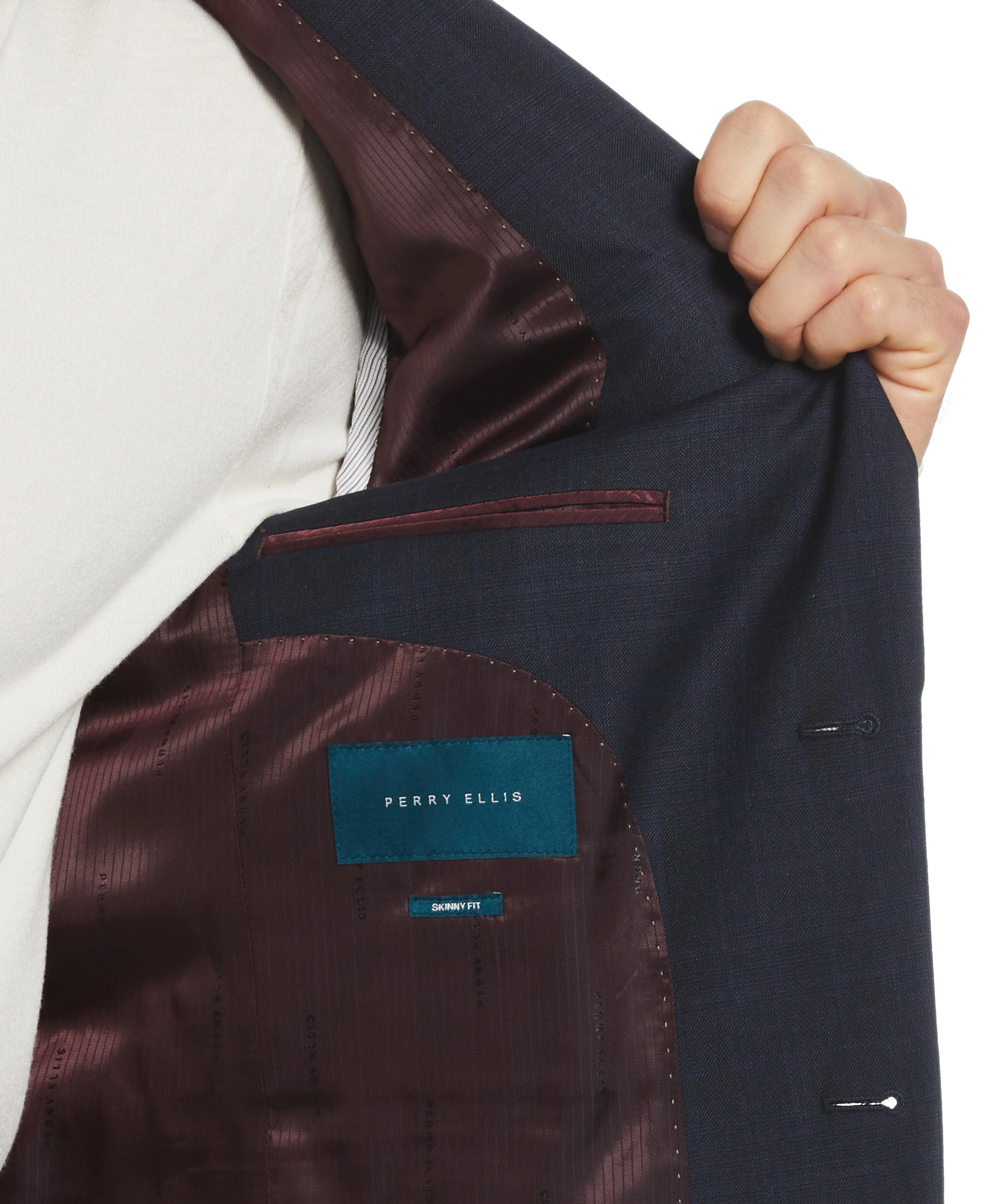 Skinny Fit Plaid Notch Lapel Suit Jacket sold by Perry Ellis product image thumbnail 3