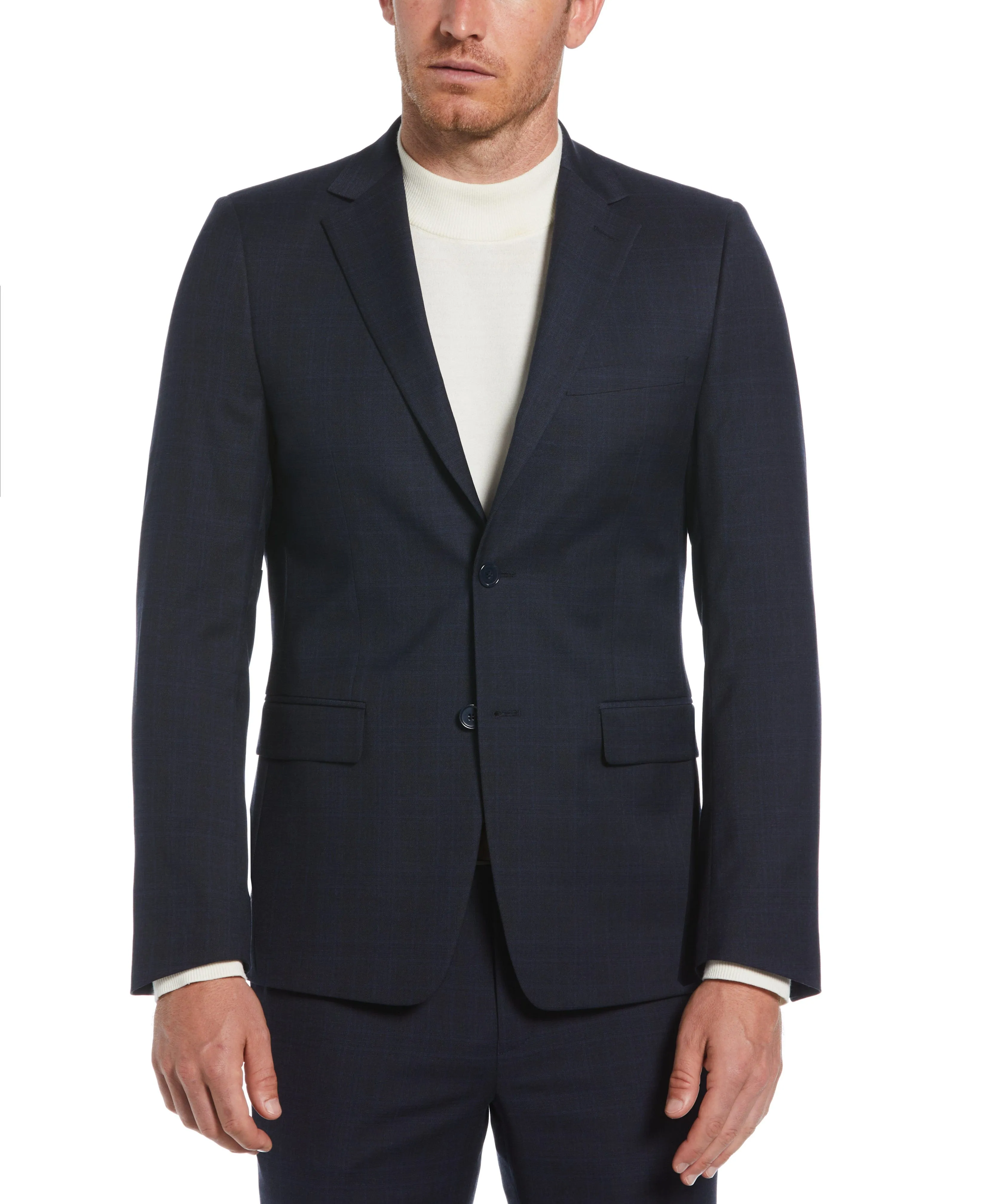 Skinny Fit Plaid Notch Lapel Suit Jacket sold by Perry Ellis