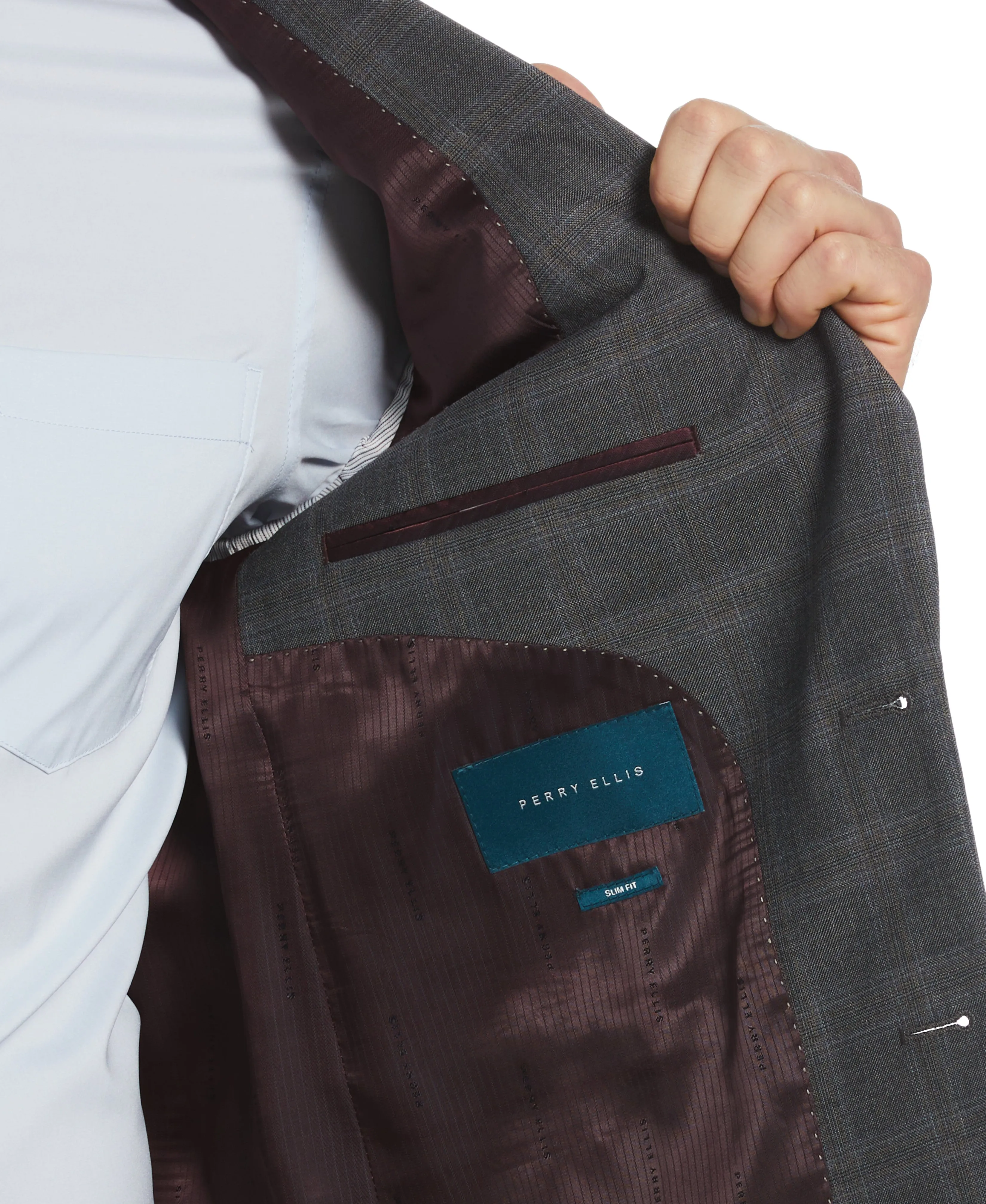 Slim Fit Peak Lapel Deco Plaid Suit Jacket sold by Perry Ellis product image thumbnail 3