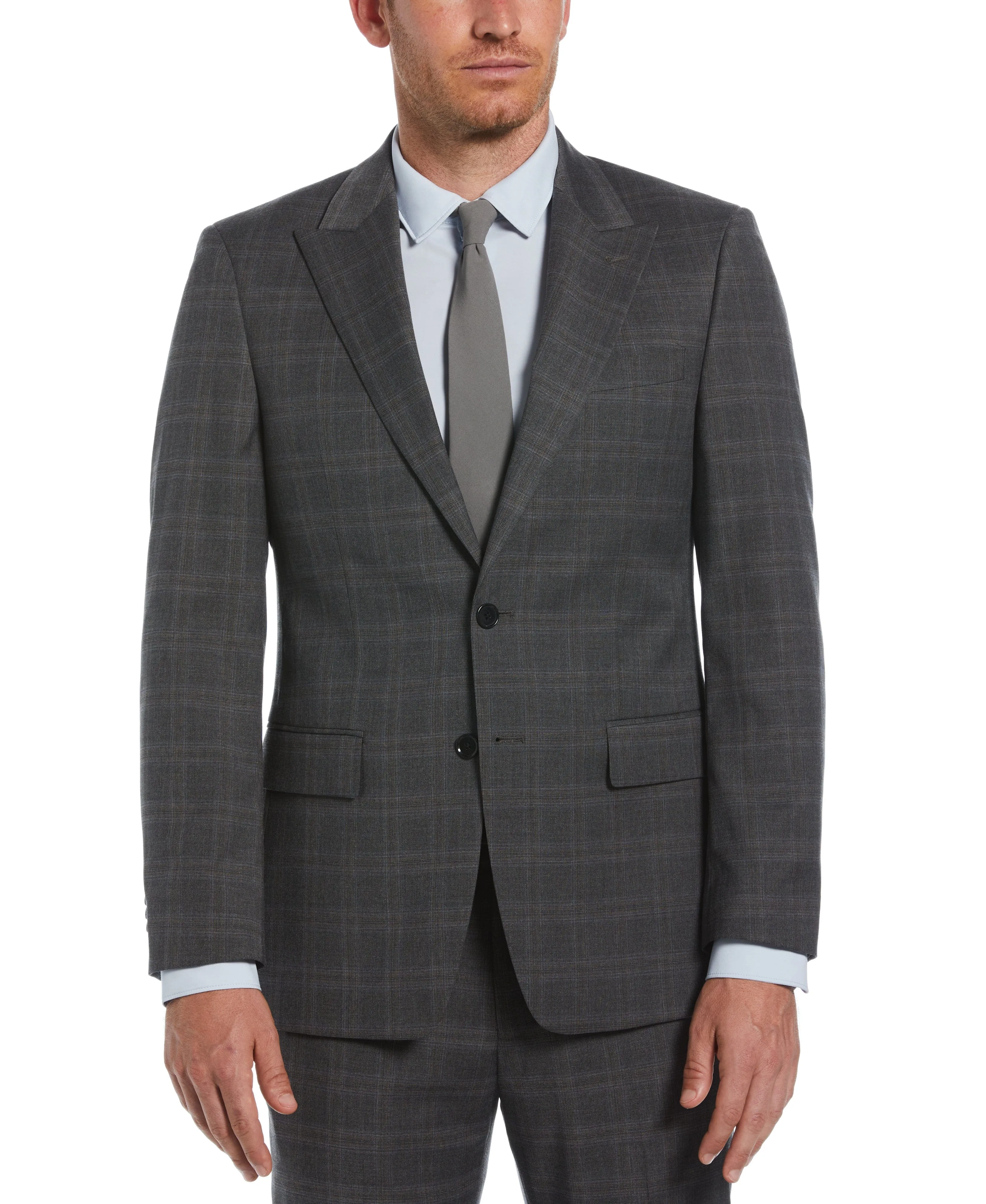 Slim Fit Peak Lapel Deco Plaid Suit Jacket sold by Perry Ellis