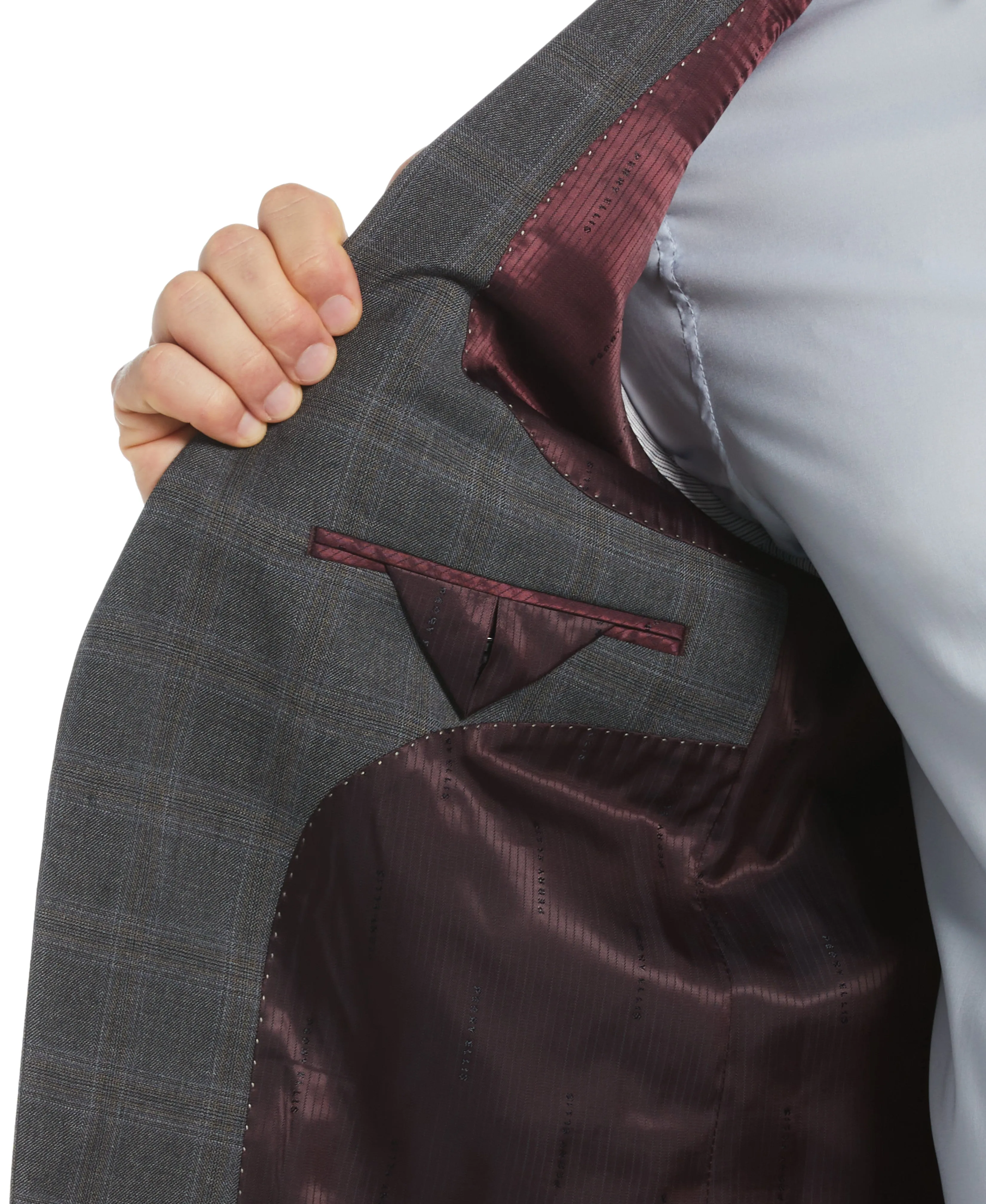 Slim Fit Peak Lapel Deco Plaid Suit Jacket sold by Perry Ellis product image thumbnail 4