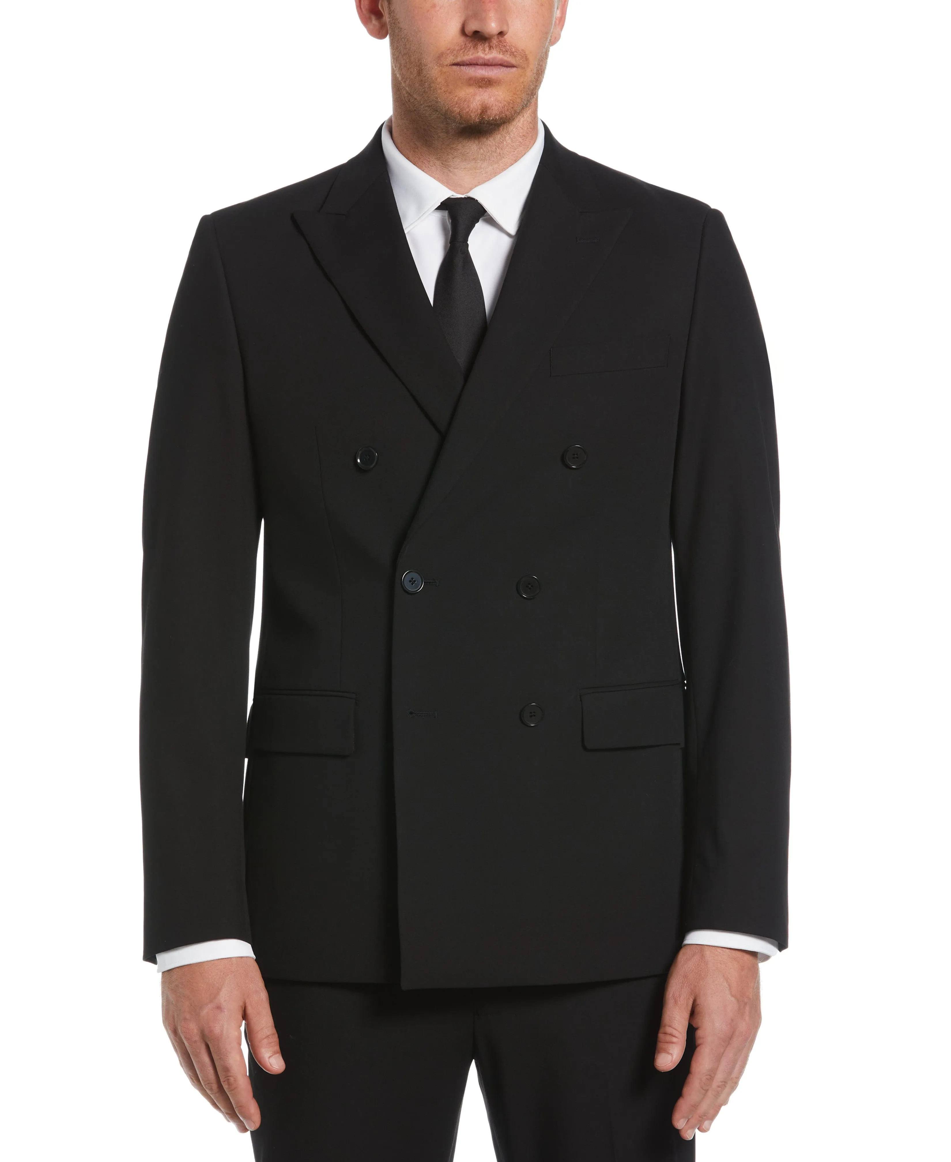 Slim Fit Black Double Breasted Peak Lapel Suit sold by Perry Ellis product image thumbnail 3