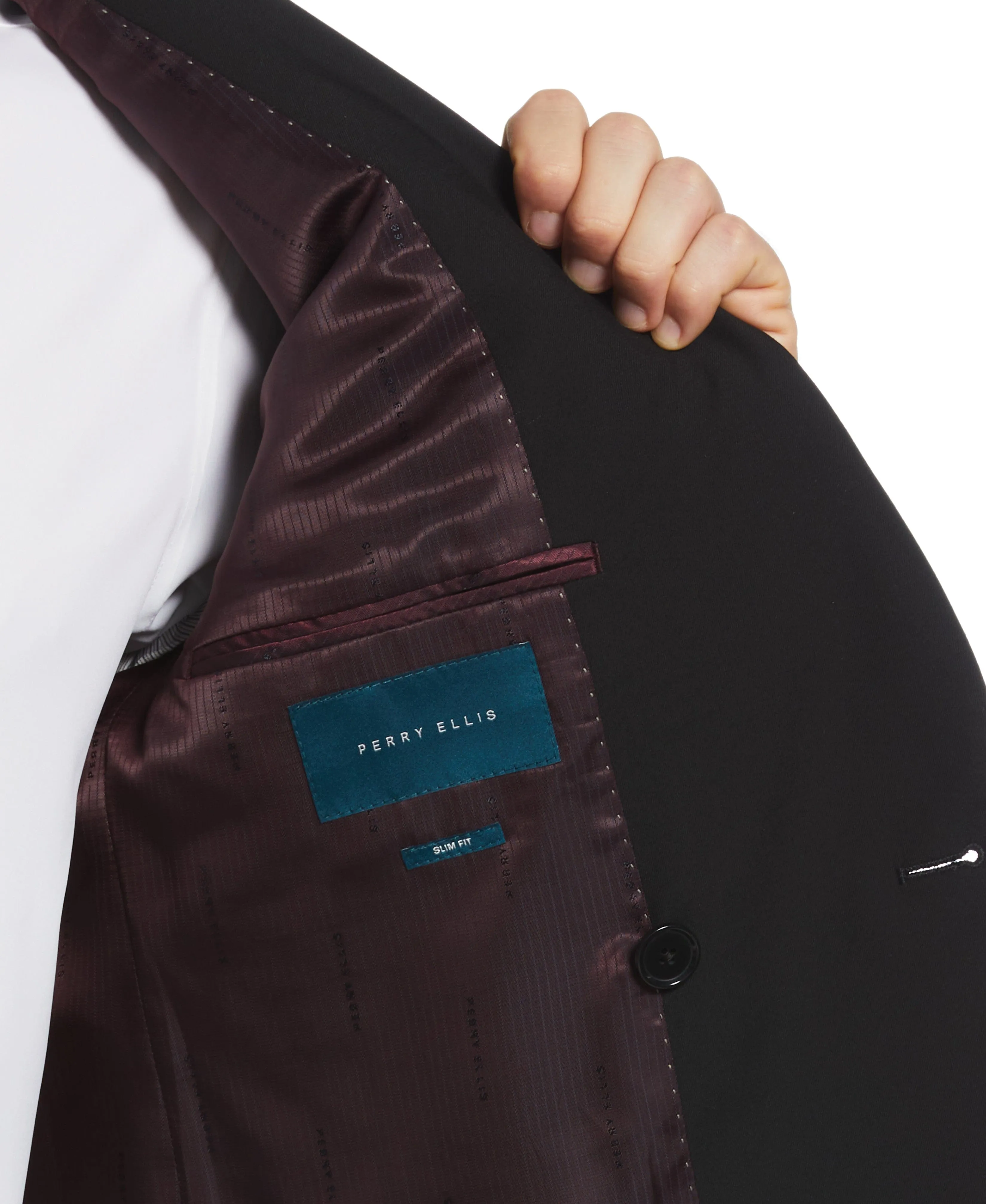 Slim Fit Black Double Breasted Peak Lapel Suit sold by Perry Ellis product image thumbnail 5