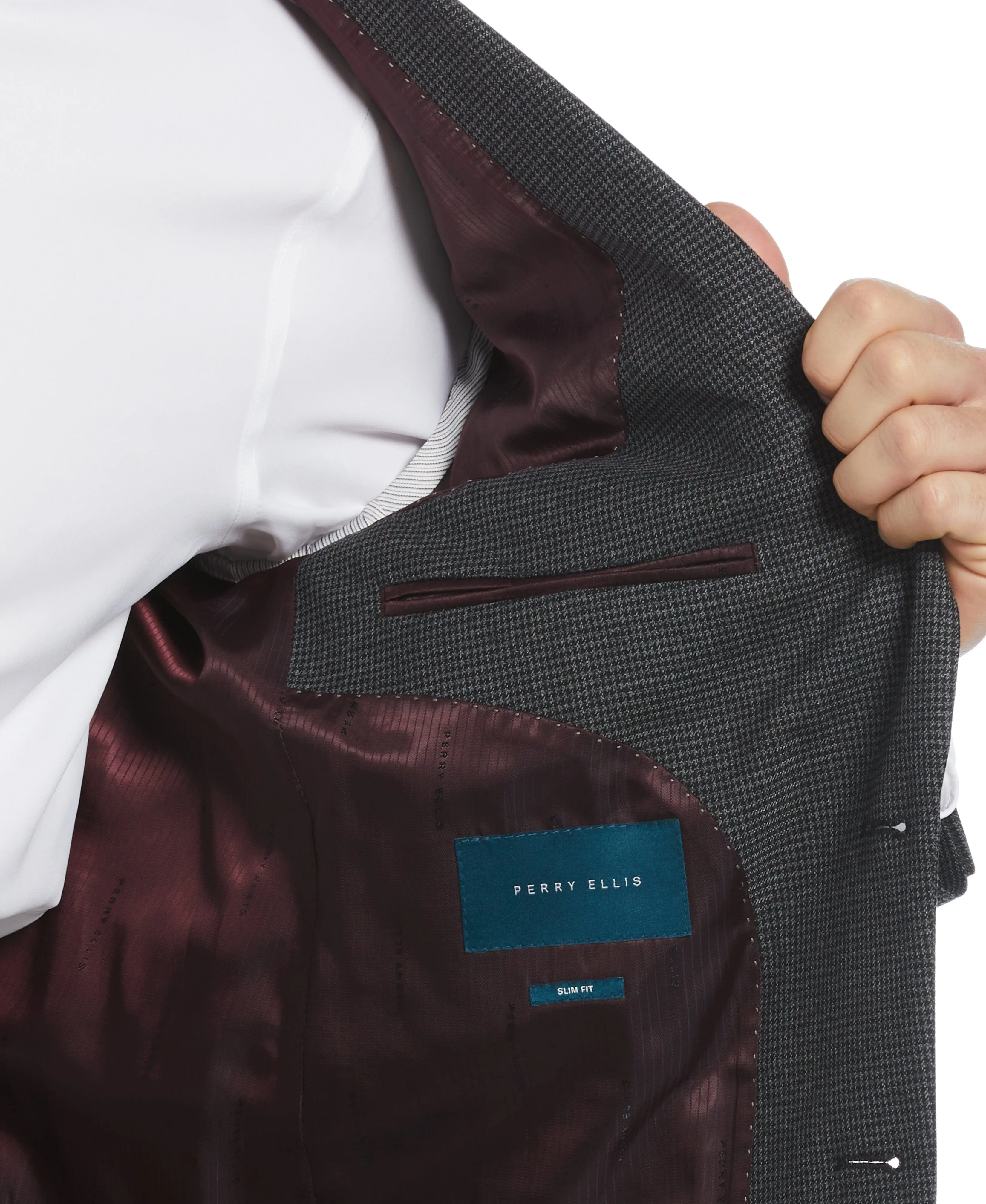 Slim Fit Notch Lapel Houndstooth Suit Jacket sold by Perry Ellis product image thumbnail 3