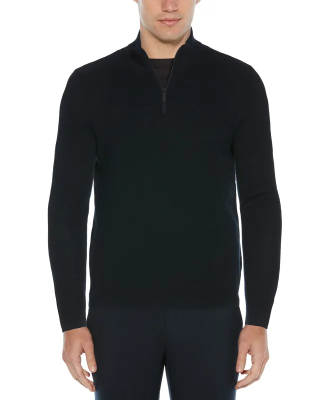 Textured Merino Wool Blend Quarter Zip Sweater sold by Perry Ellis
