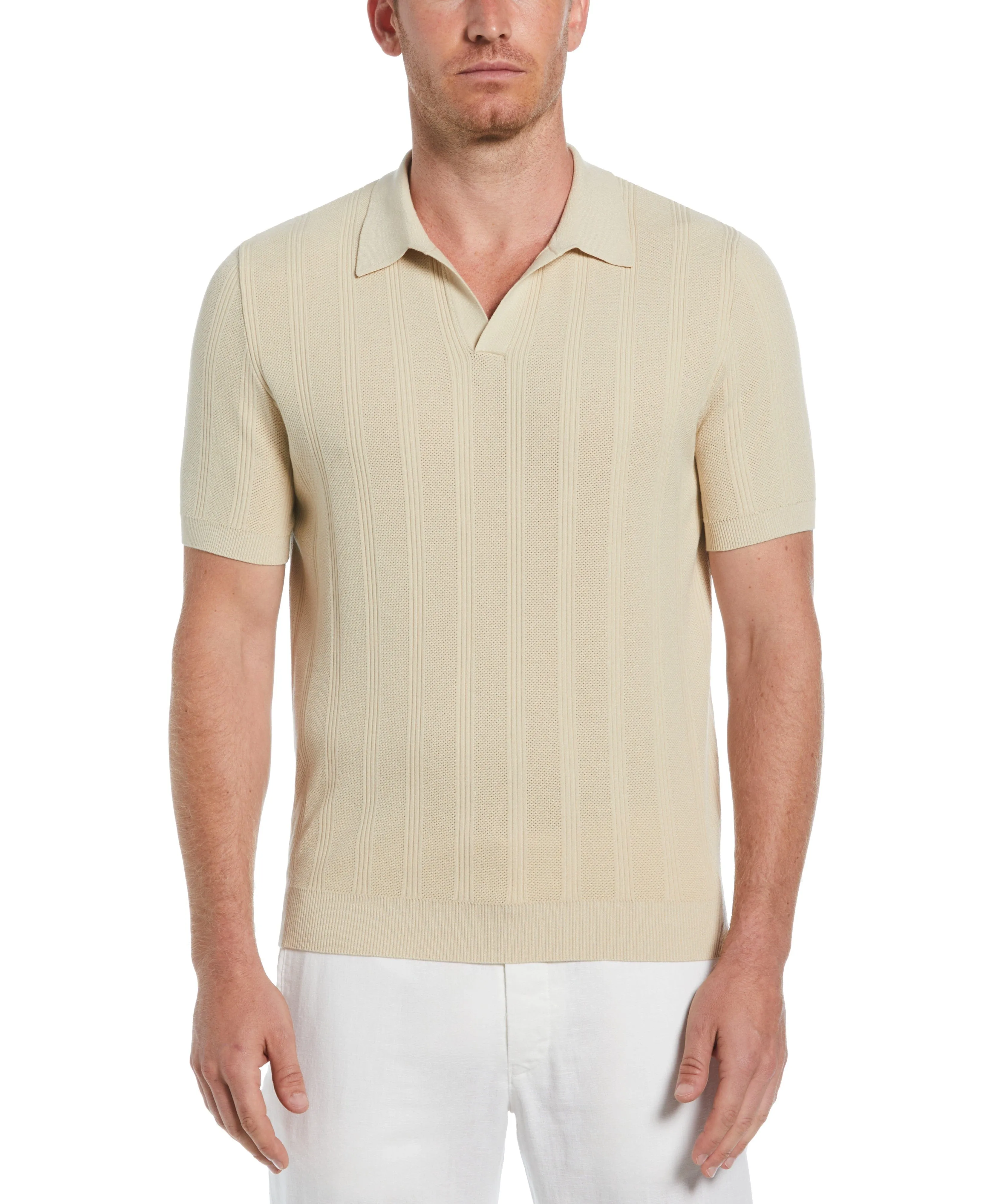 Mesh Stripe Sweater Polo sold by Perry Ellis