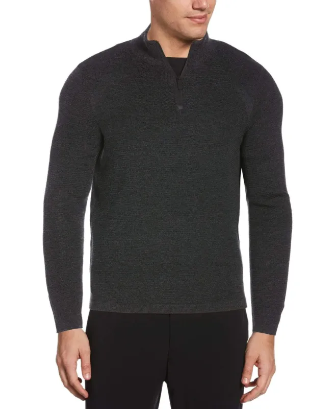 Big & Tall Textured Merino Blend Quarter Zip Sweater sold by Perry Ellis