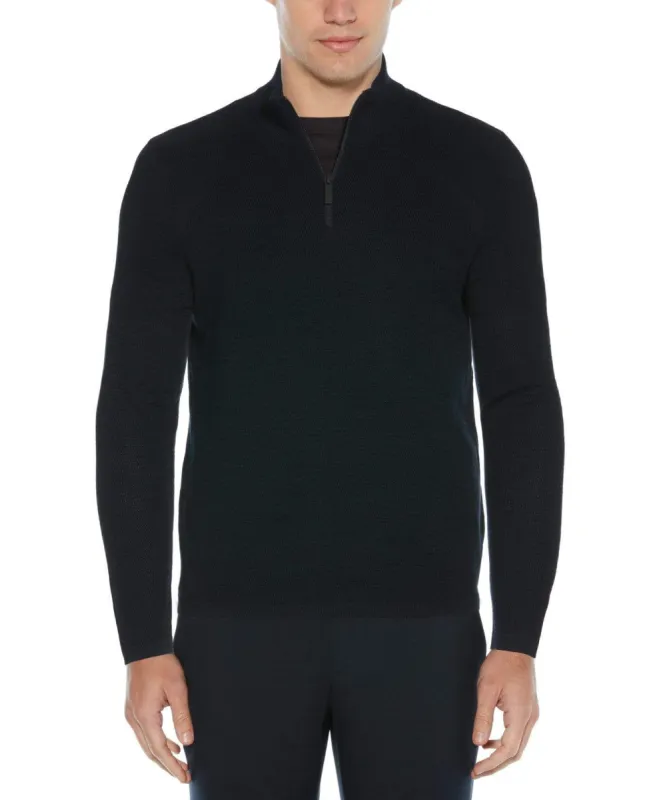 Big & Tall Textured Merino Blend Quarter Zip Sweater sold by Perry Ellis