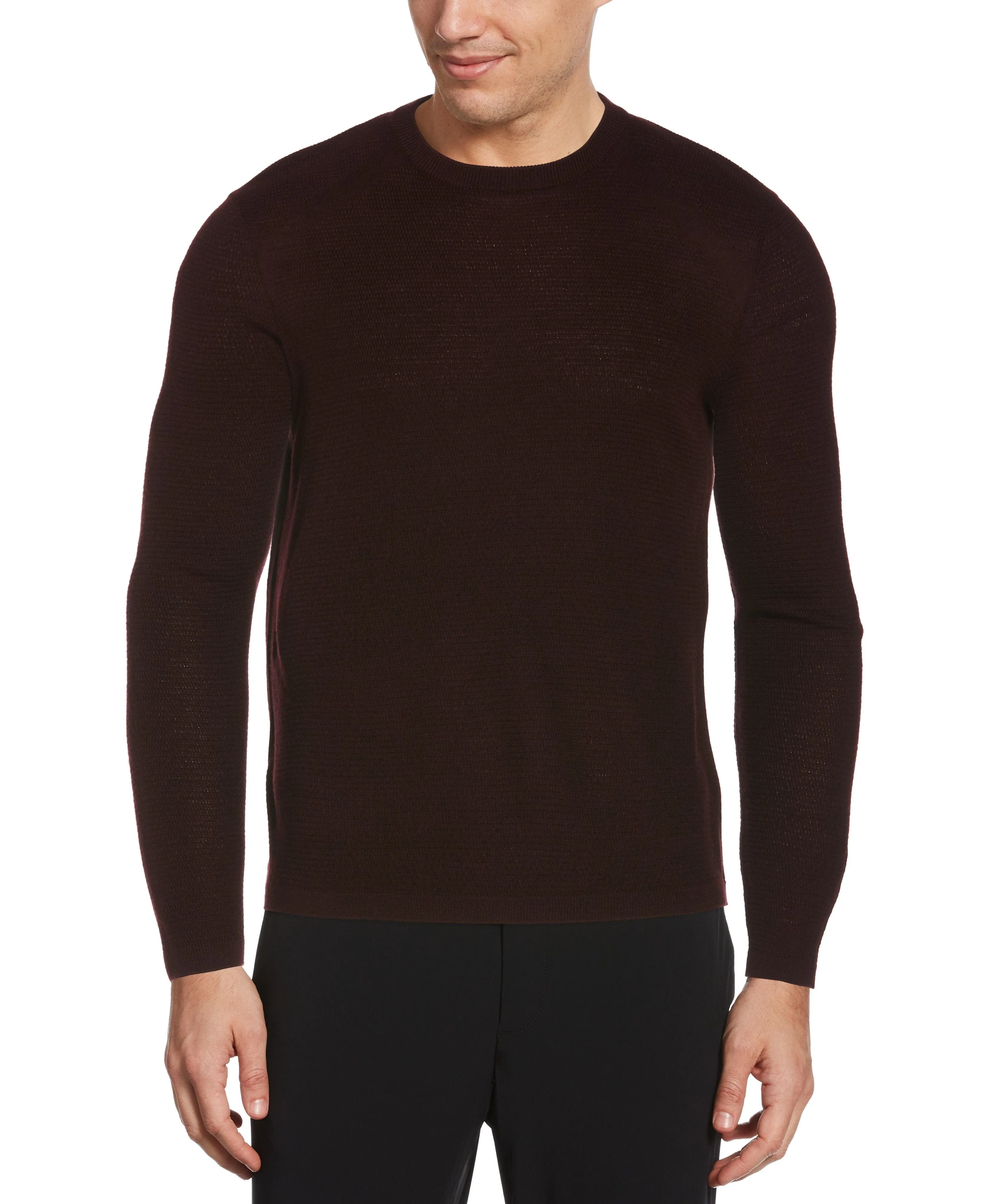 Textured Merino Wool Blend Crew Neck Sweater sold by Perry Ellis