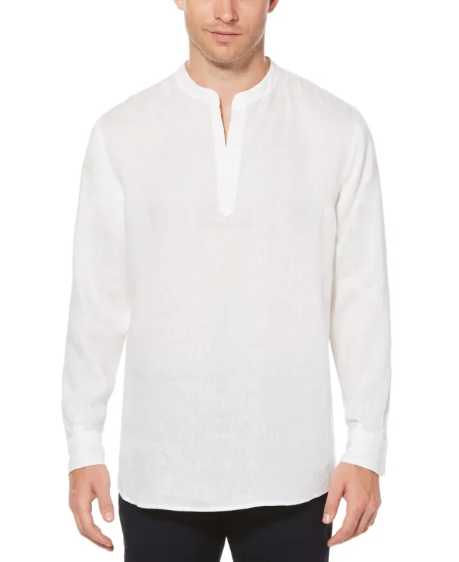 Untucked Linen Solid Popover Shirt sold by Perry Ellis