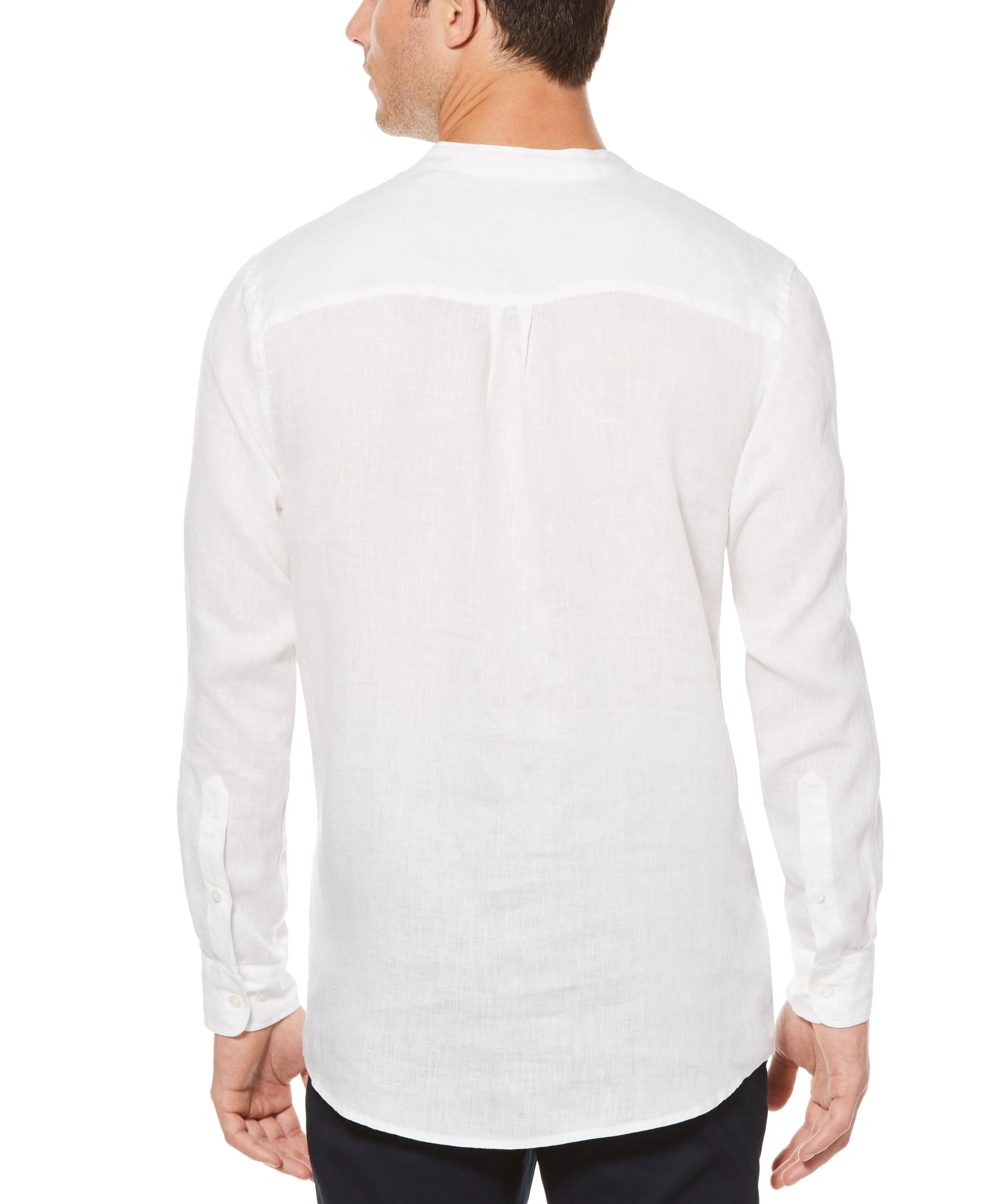 Untucked Linen Solid Popover Shirt sold by Perry Ellis product image thumbnail 2