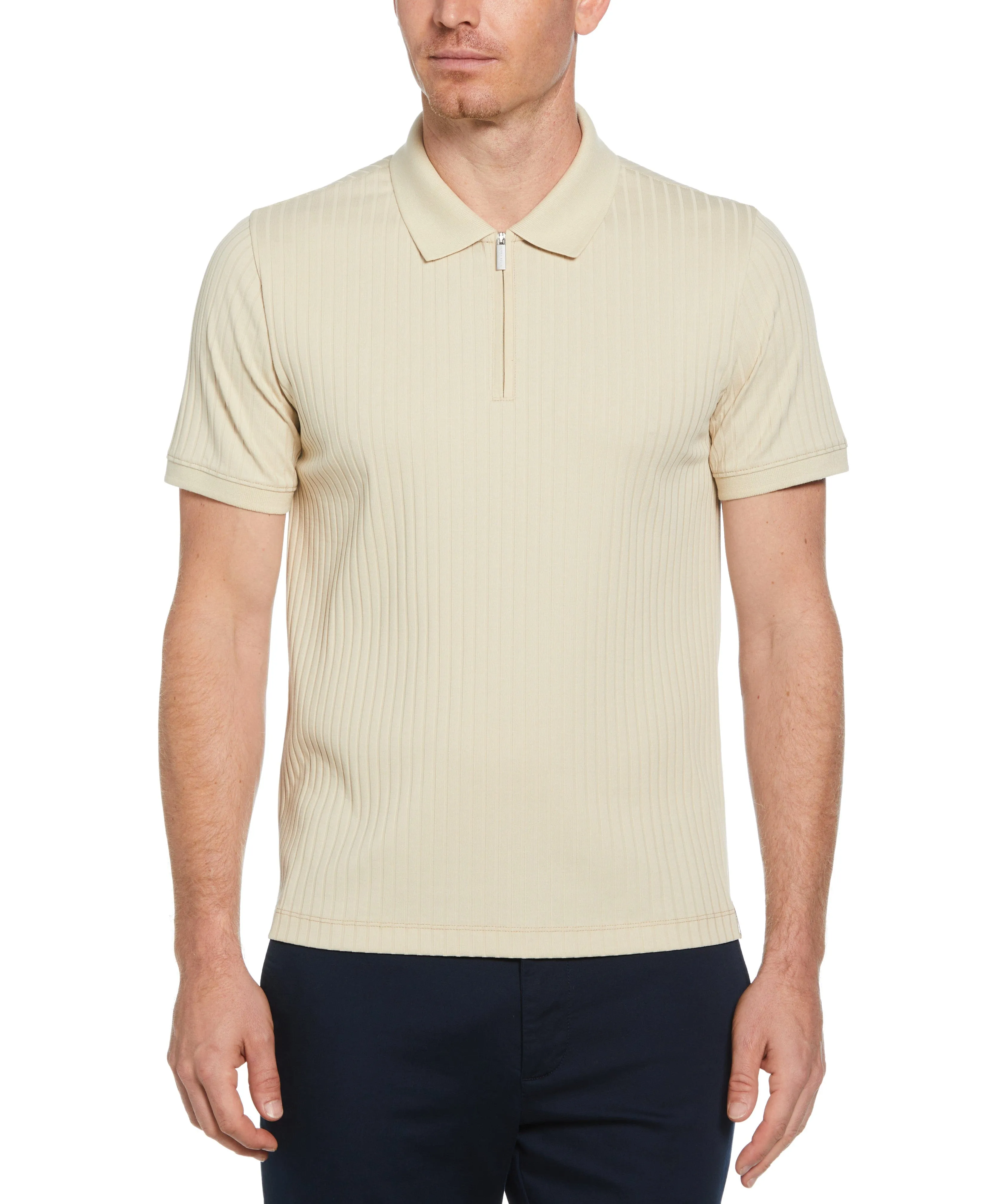 Quarter Zip Ribbed Polo sold by Perry Ellis