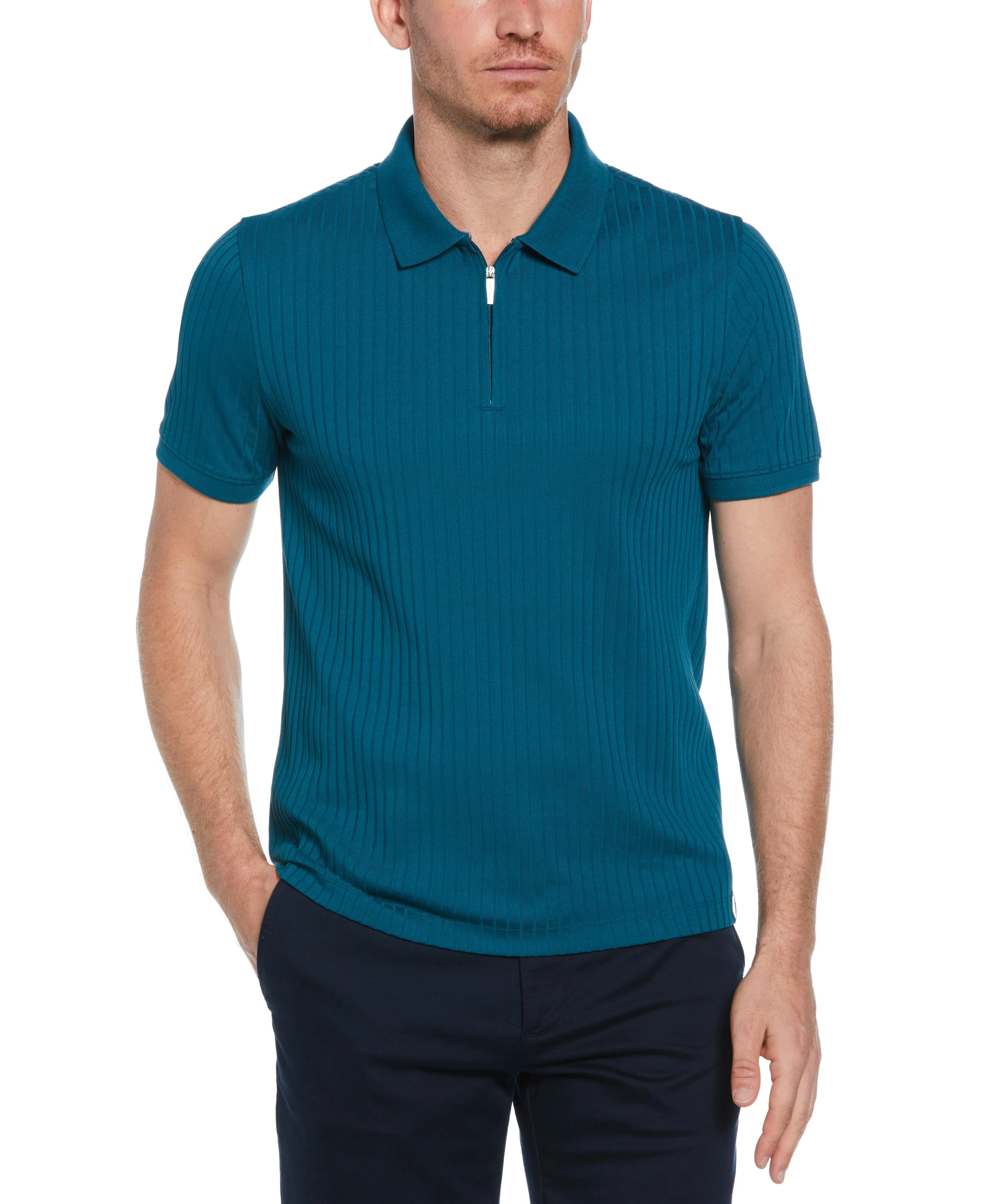 Quarter Zip Ribbed Polo sold by Perry Ellis