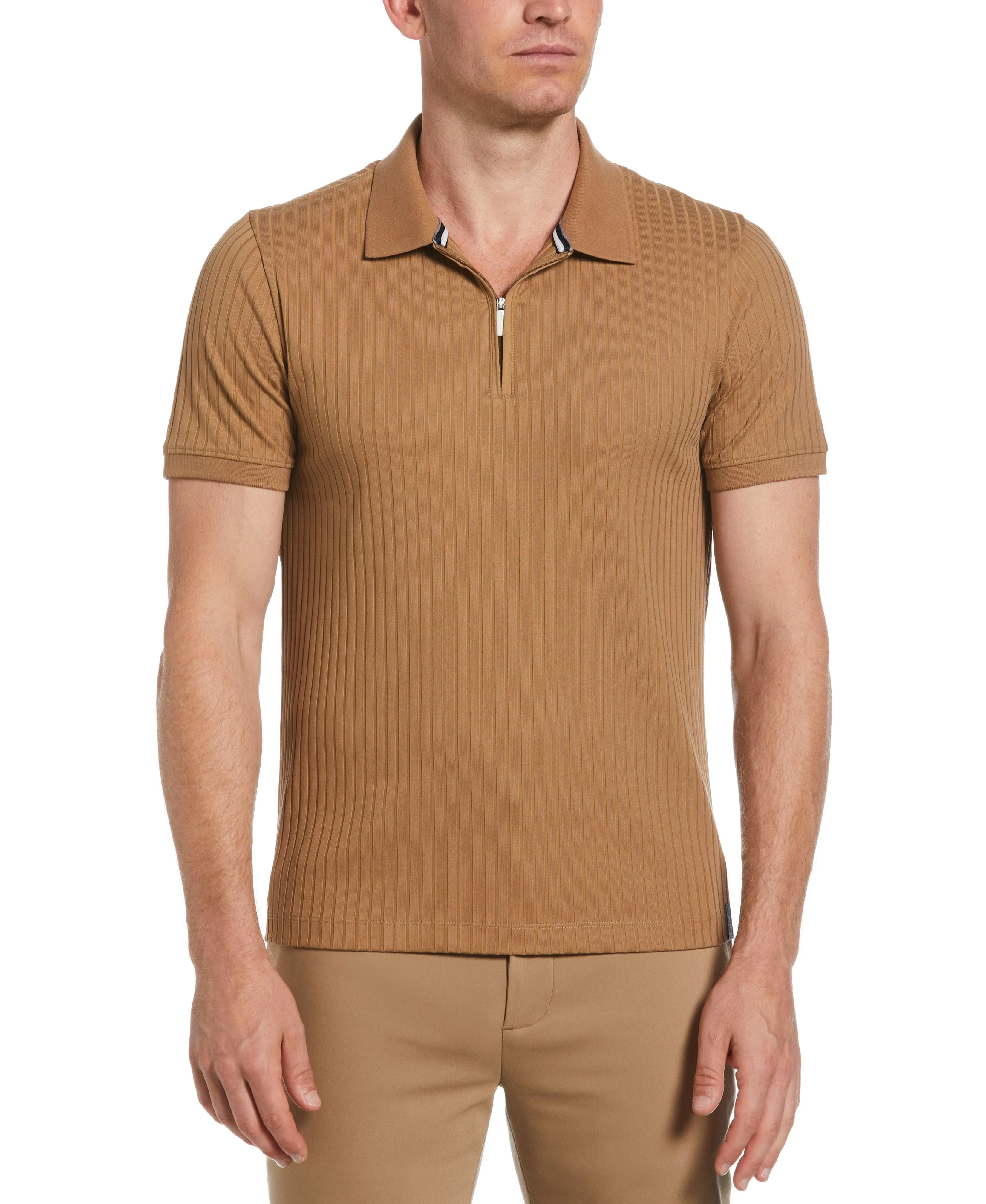 Quarter Zip Ribbed Polo sold by Perry Ellis