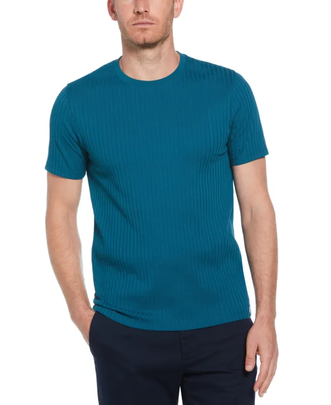 Rib Knit Crew Neck Tee sold by Perry Ellis