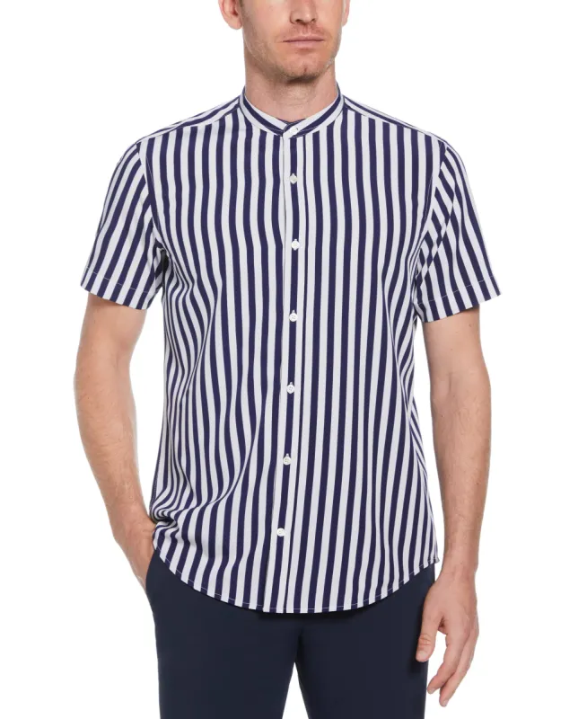 Slim Fit Single Stripe Banded Collar Shirt sold by Perry Ellis