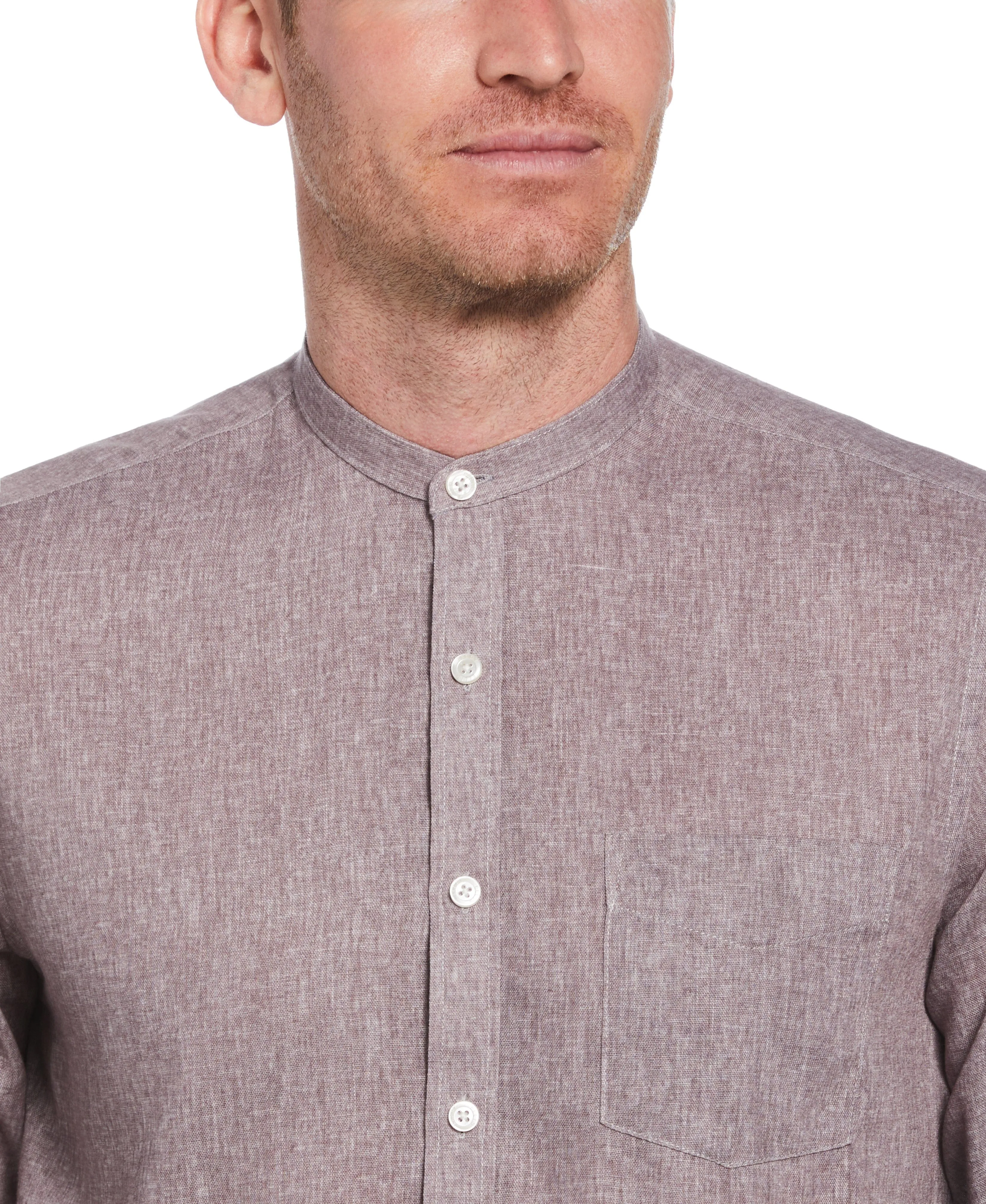 Slim Fit Banded Collar Rolled Sleeve Shirt sold by Perry Ellis product image thumbnail 3