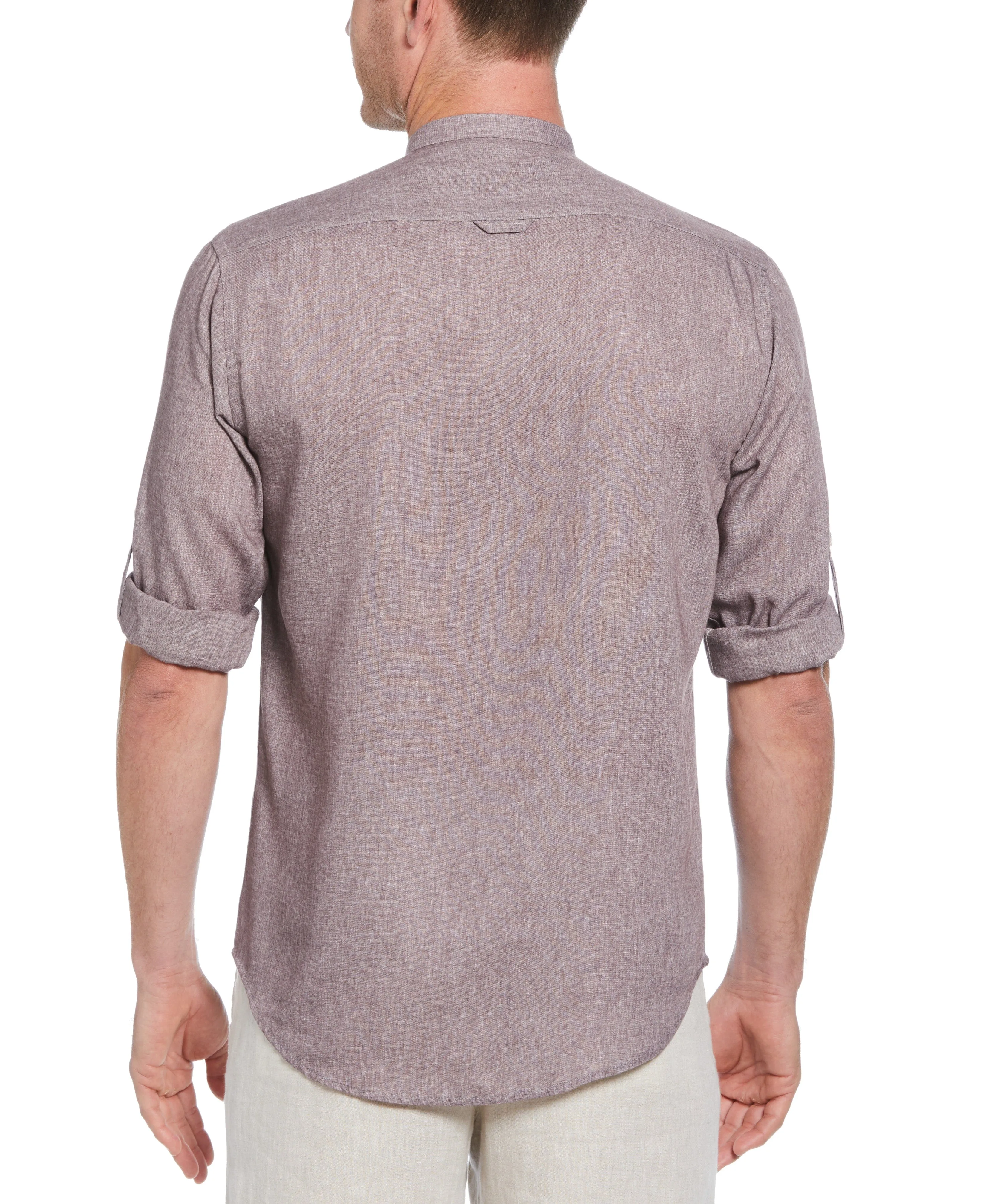 Slim Fit Banded Collar Rolled Sleeve Shirt sold by Perry Ellis product image thumbnail 2