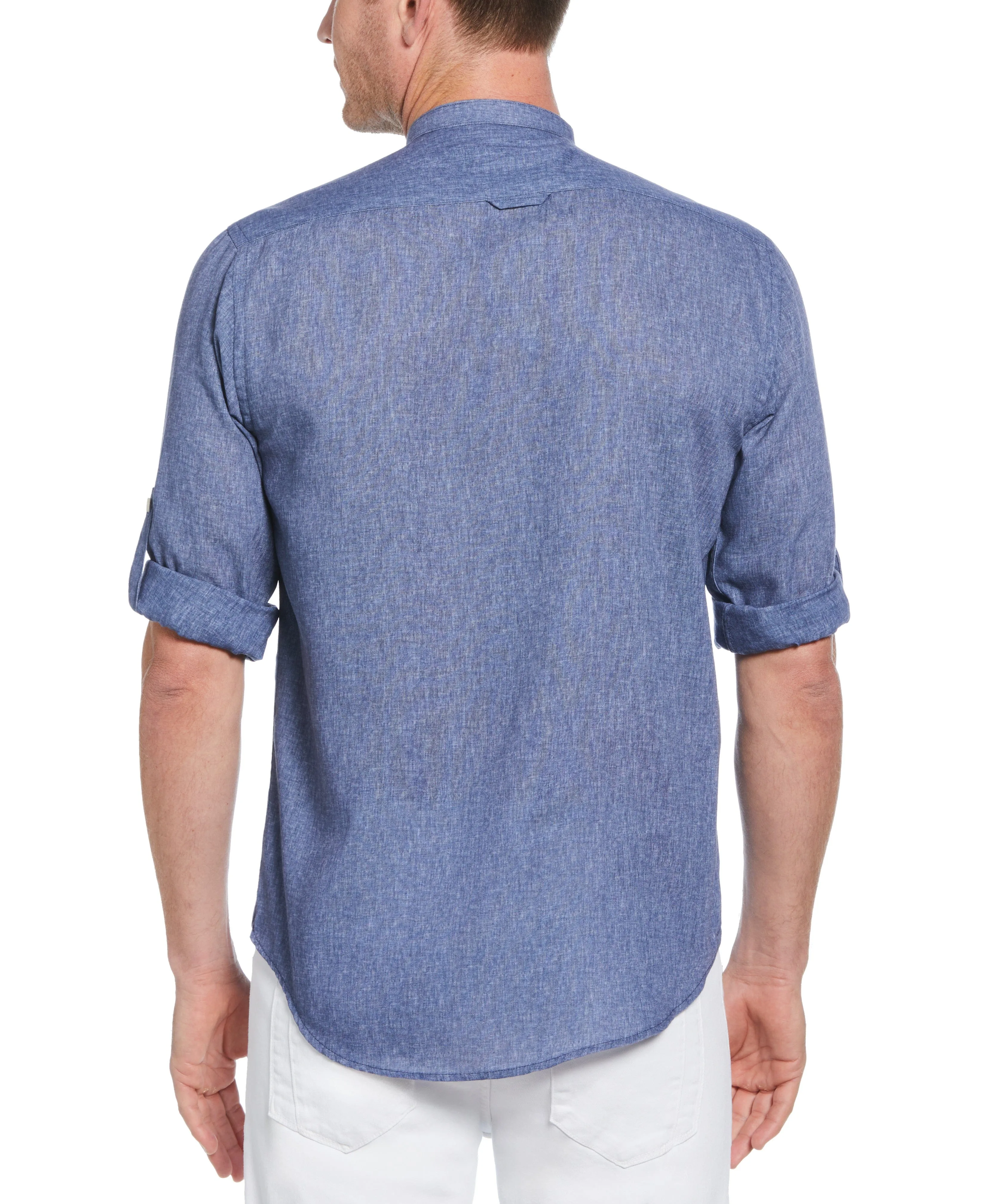 Slim Fit Banded Collar Rolled Sleeve Shirt sold by Perry Ellis product image thumbnail 2