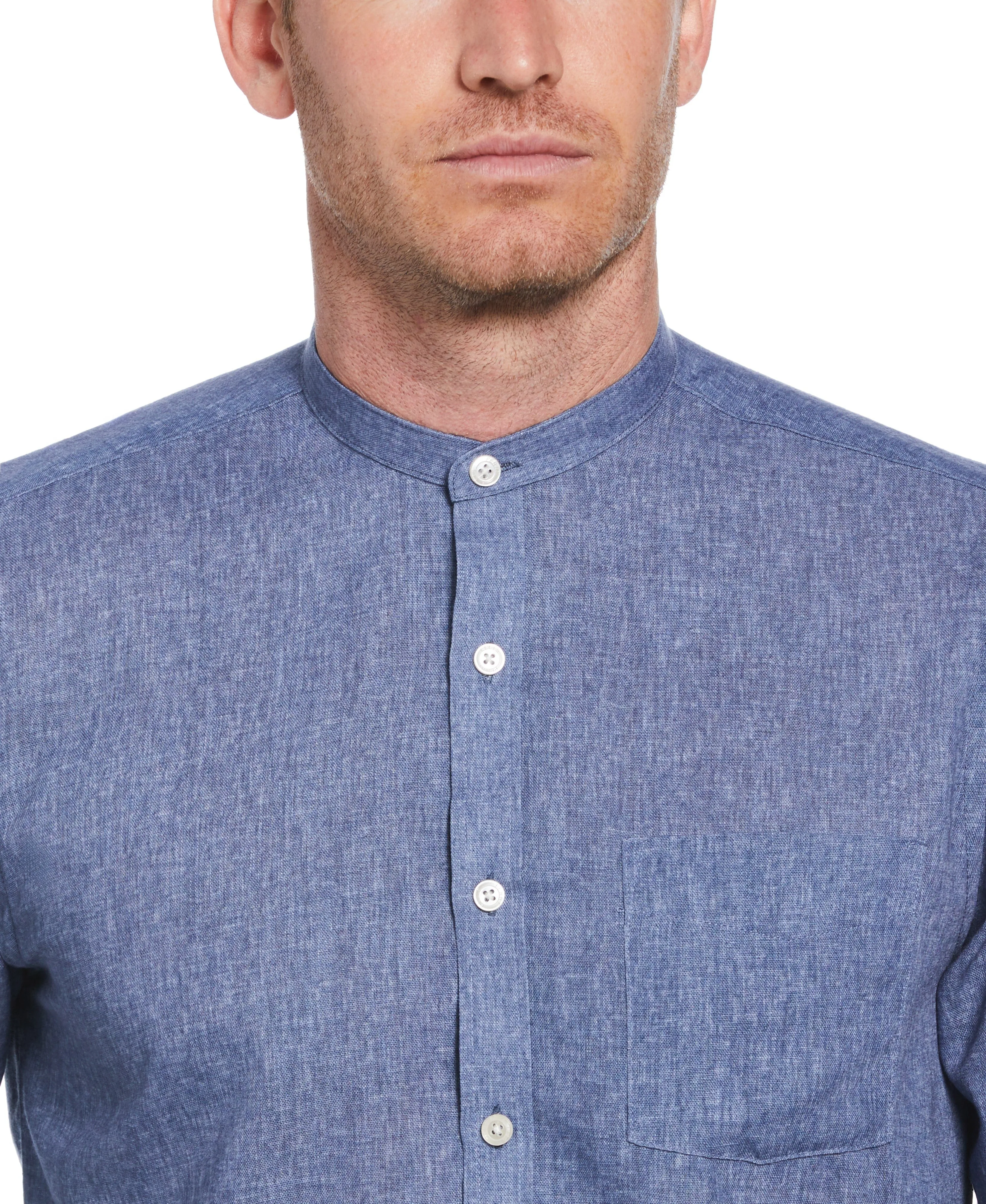 Slim Fit Banded Collar Rolled Sleeve Shirt sold by Perry Ellis product image thumbnail 3