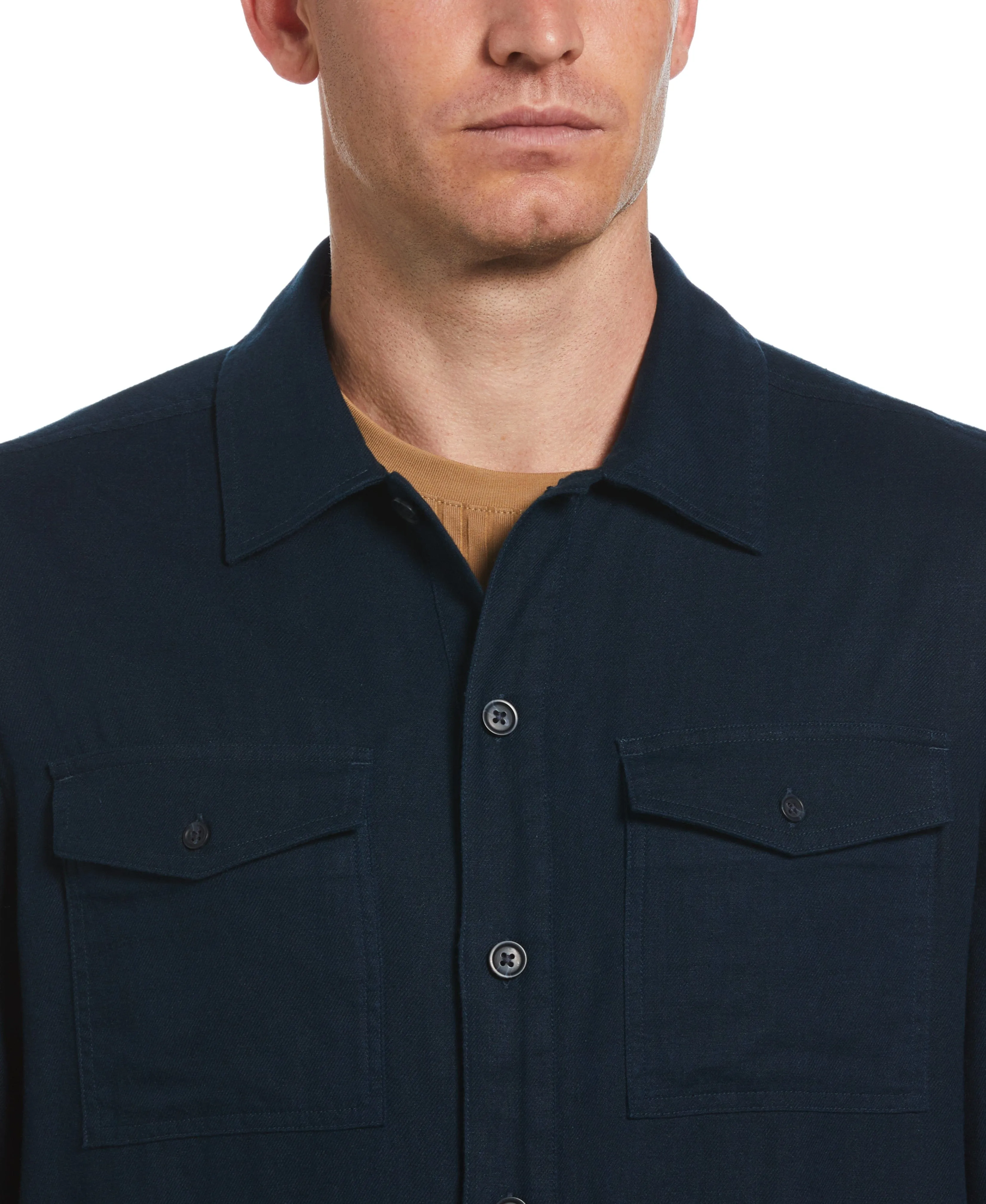 Slim Fit Solid Twill Button Down Shirt sold by Perry Ellis product image thumbnail 3