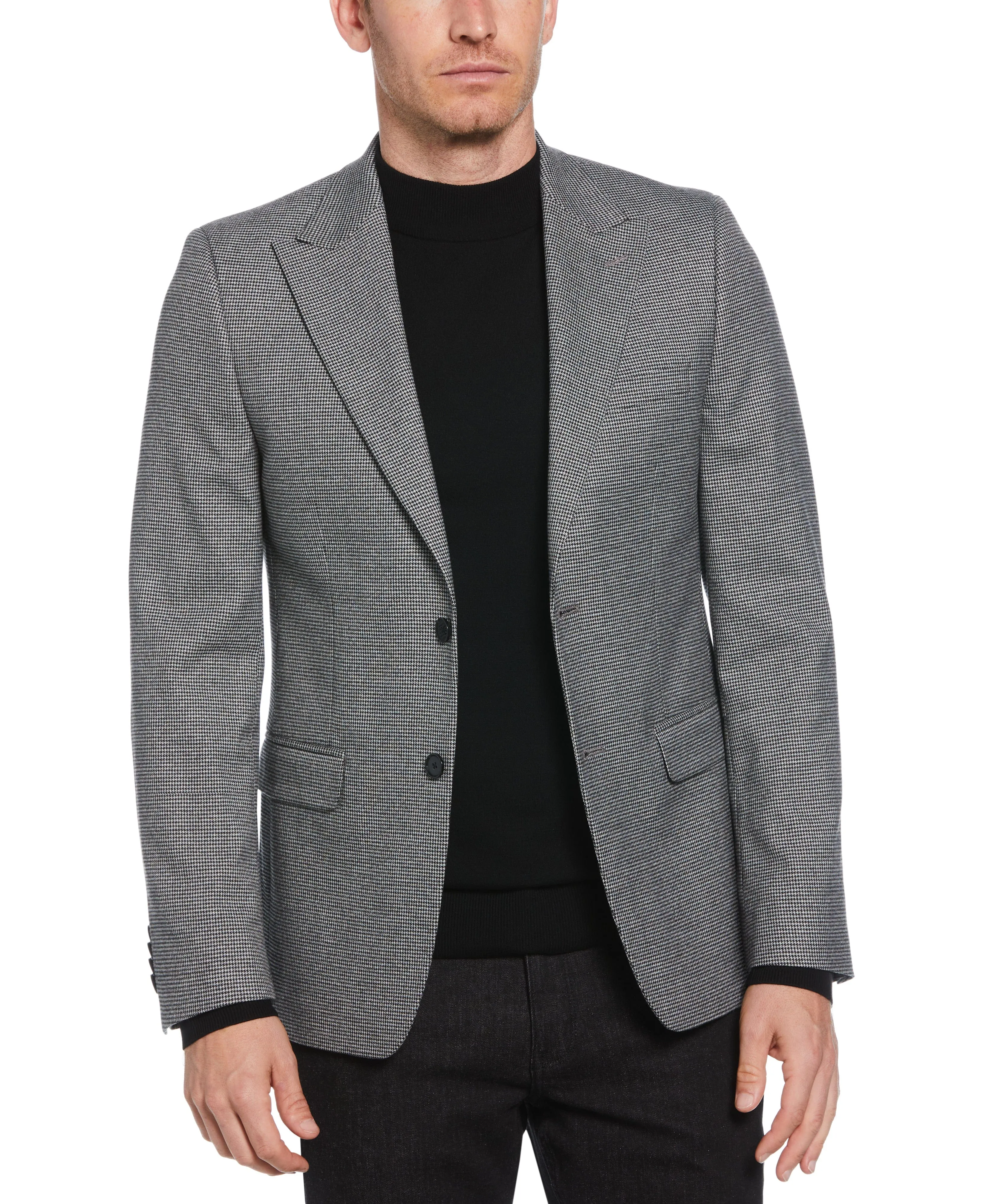 Skinny Fit Gingham Peak Lapel Sport Coat sold by Perry Ellis