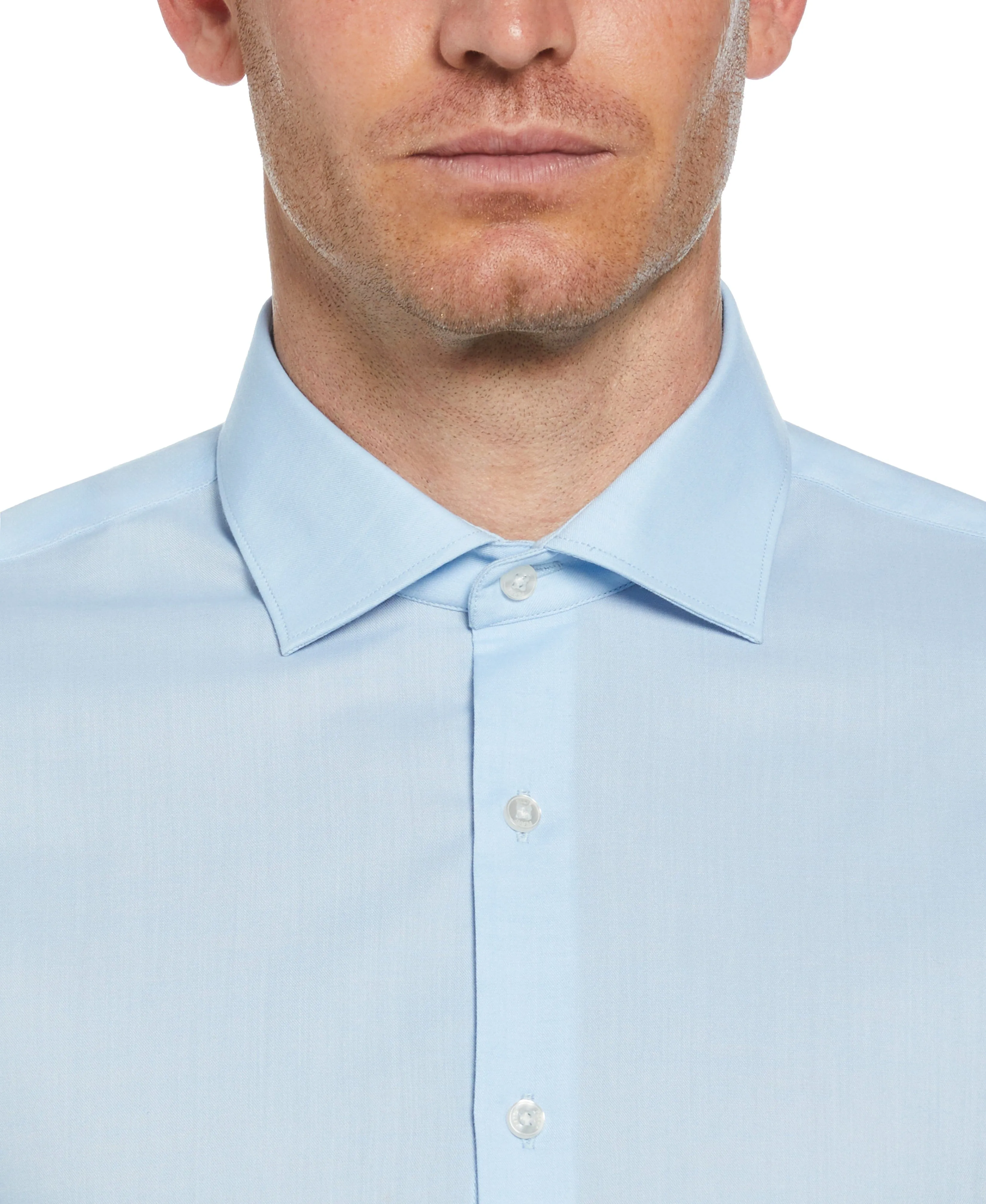 Slim Fit Luxe Button-Down TENCEL™ Twill Dress Shirt sold by Perry Ellis product image thumbnail 3