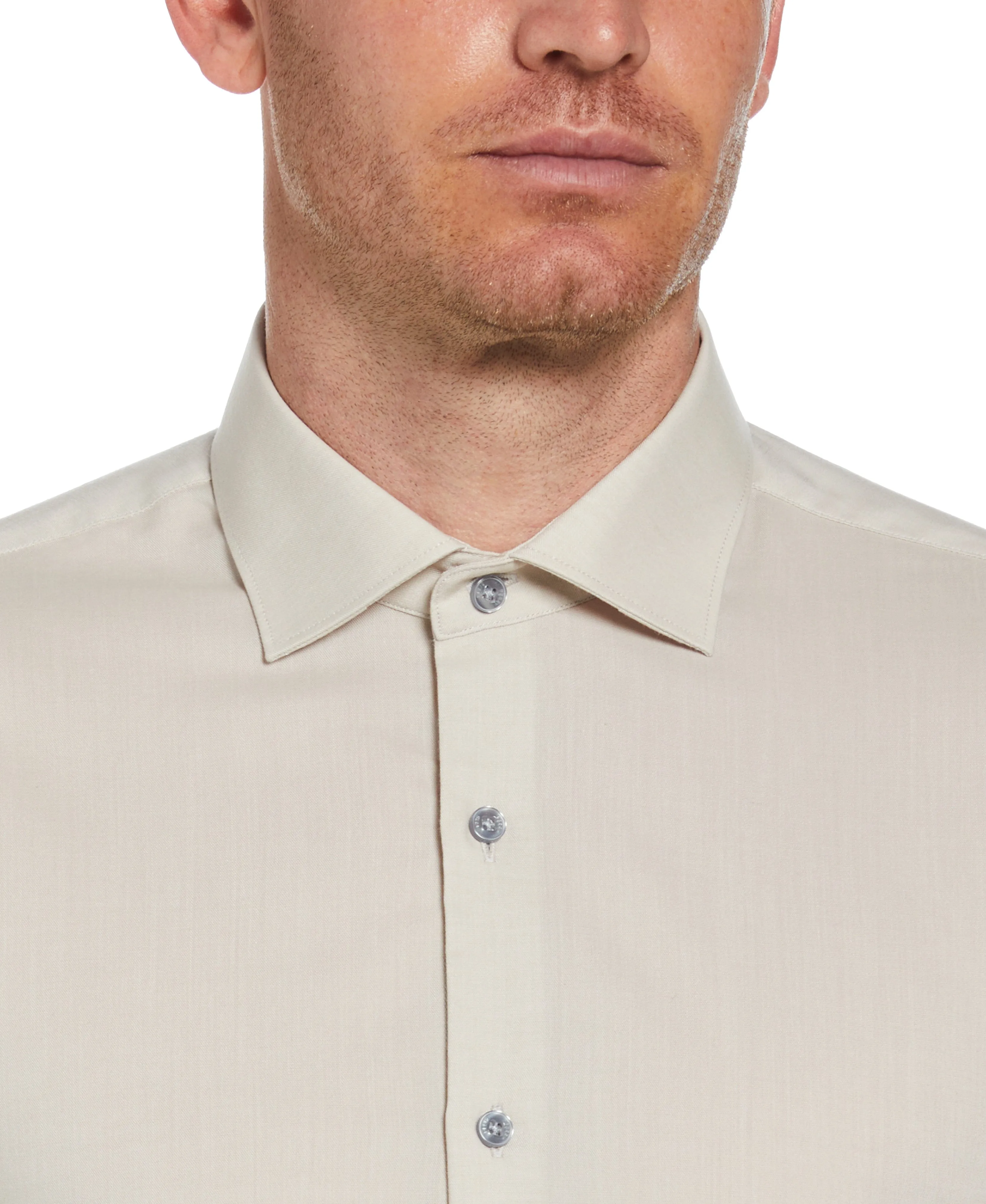 Slim Fit Luxe Button-Down TENCEL™ Twill Dress Shirt sold by Perry Ellis product image thumbnail 3
