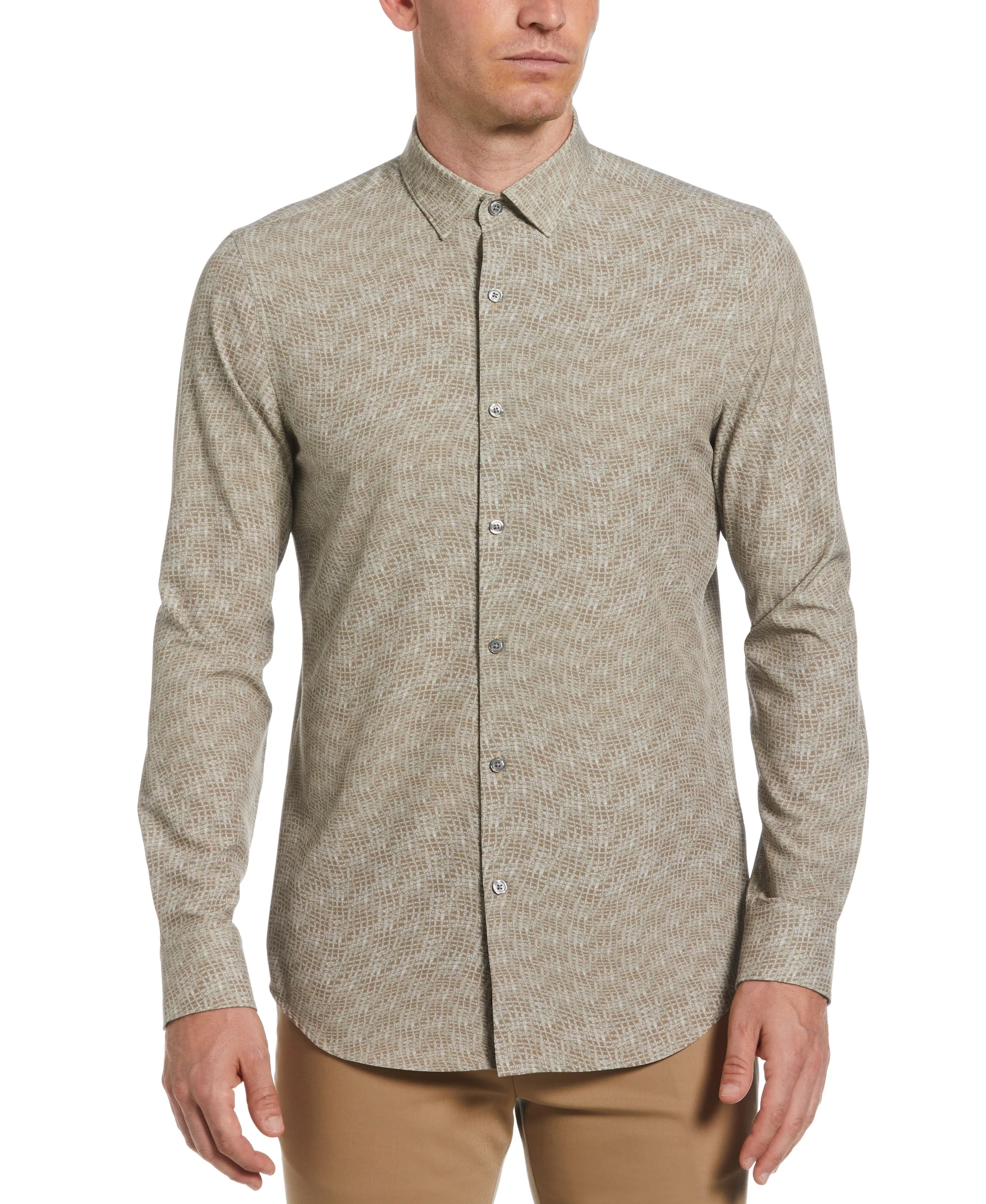 Tua X Perry Ellis Collaboration Textured Wavy Print Shirt sold by Perry Ellis