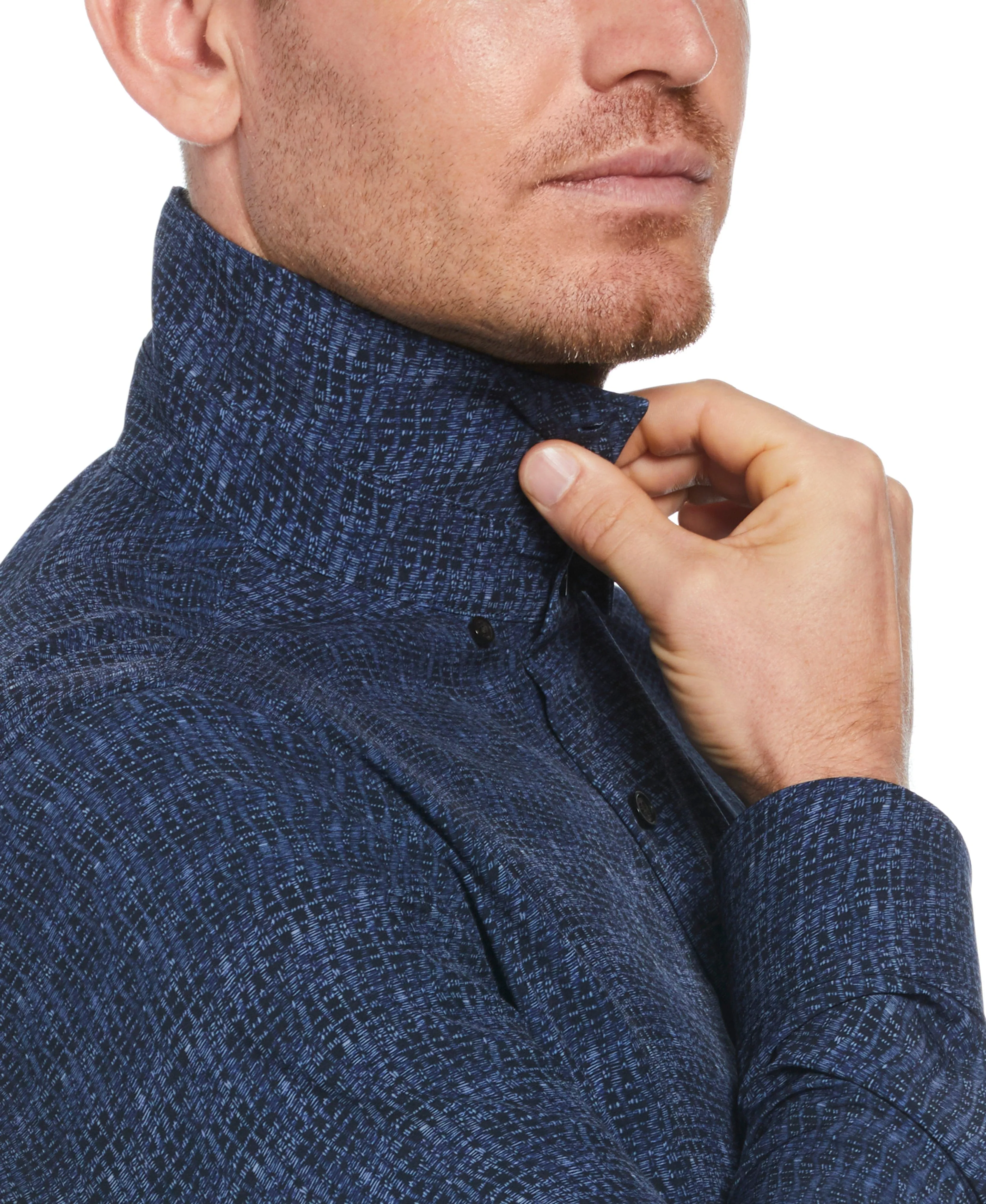 Tua X Perry Ellis Collaboration Textured Wavy Print Shirt sold by Perry Ellis product image thumbnail 3