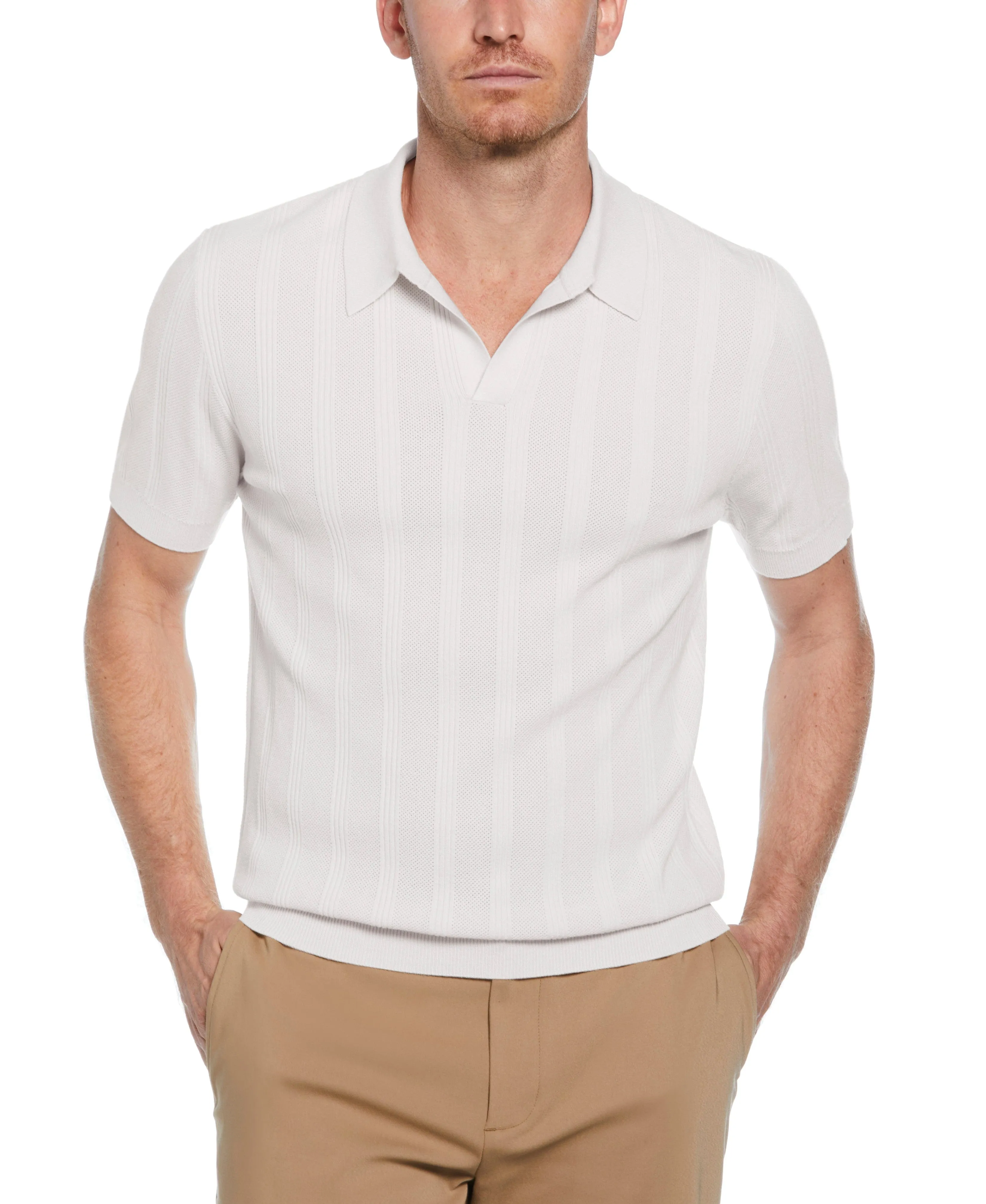 Mesh Stripe Sweater Polo sold by Perry Ellis