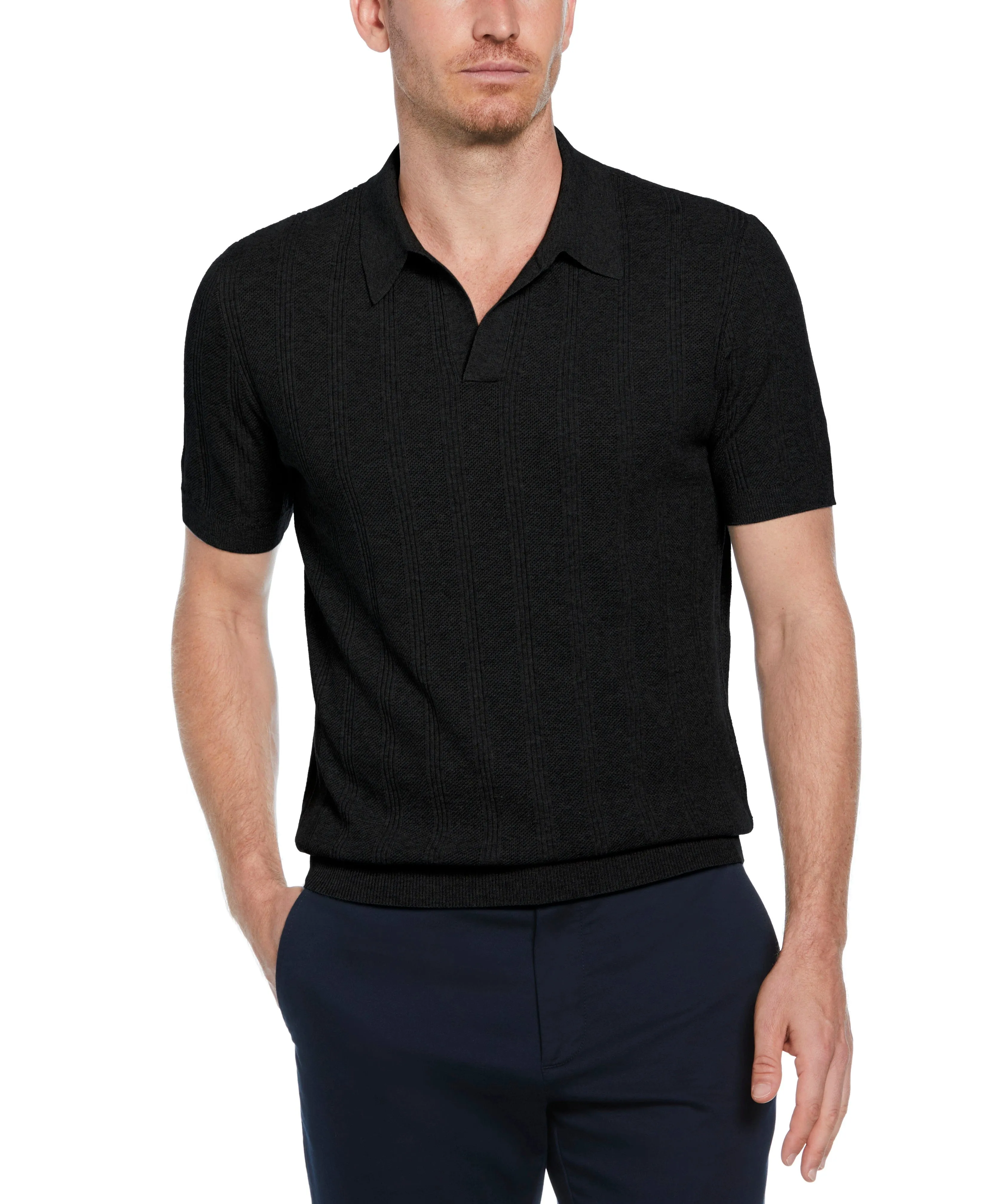 Mesh Stripe Sweater Polo sold by Perry Ellis