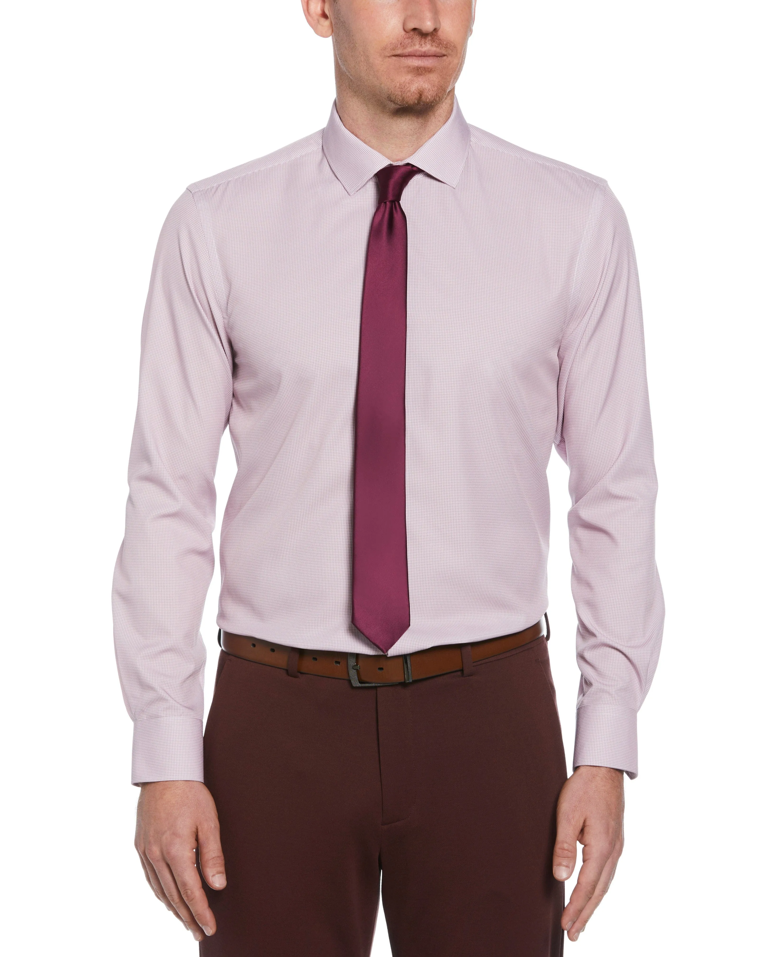 Slim Fit Button-Down Stretch Gingham Dress Shirt sold by Perry Ellis