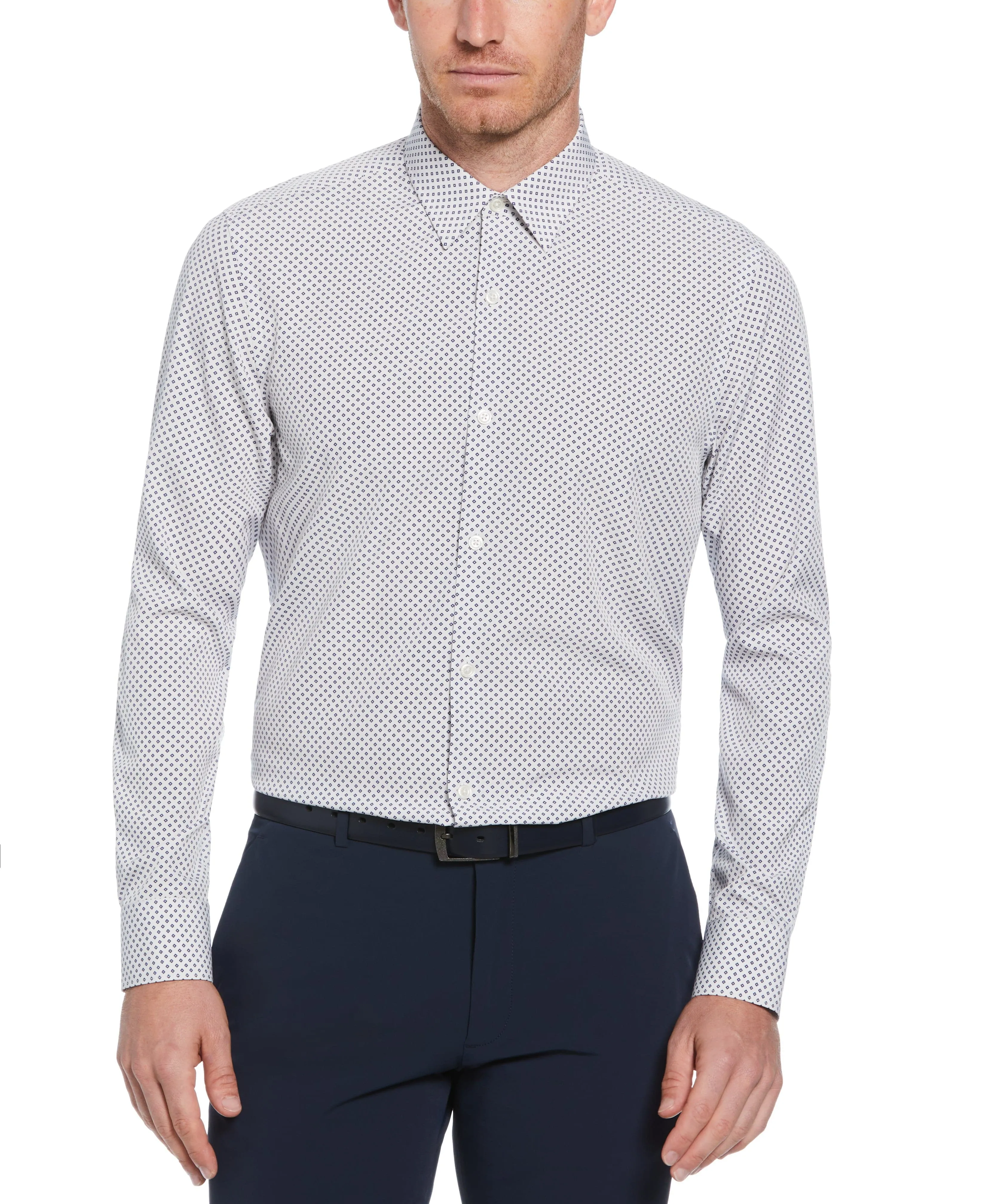 Slim Fit Total Stretch Diamond Print Dress Shirt sold by Perry Ellis