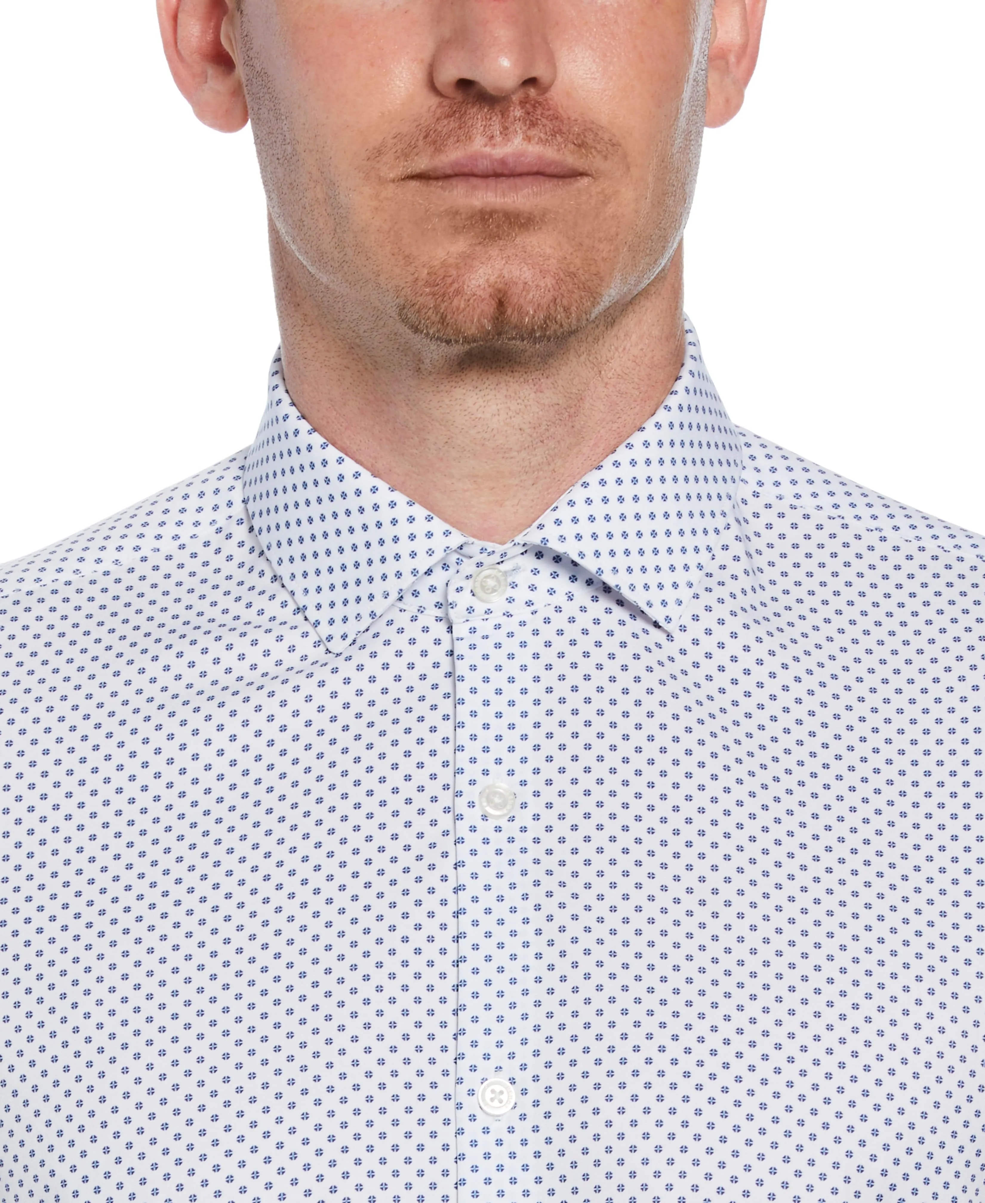 Slim Fit Stretch Button-Down Circle Print Dress Shirt sold by Perry Ellis product image thumbnail 3