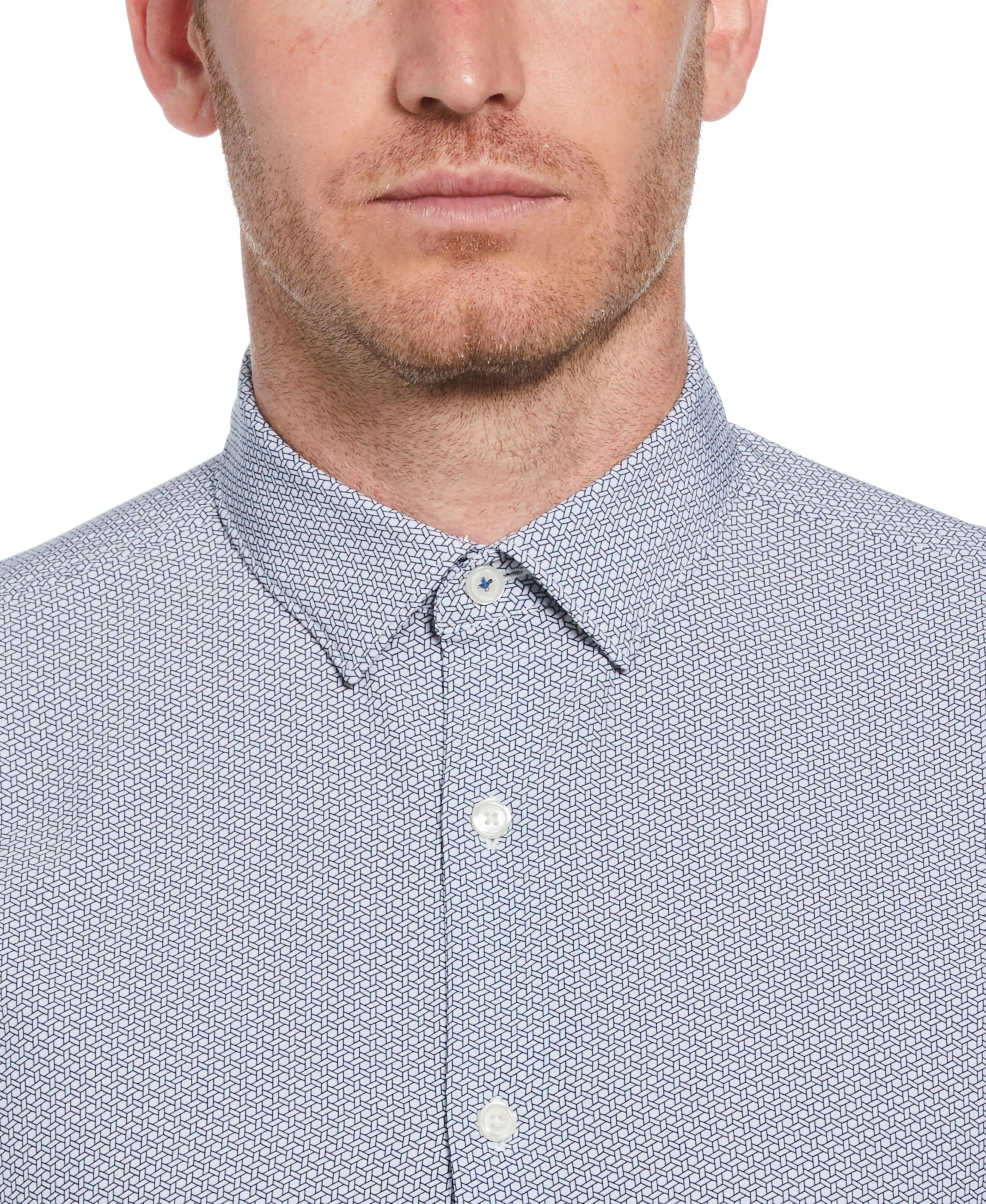 Slim Fit Button-Down Geo Print Shirt sold by Perry Ellis product image thumbnail 3
