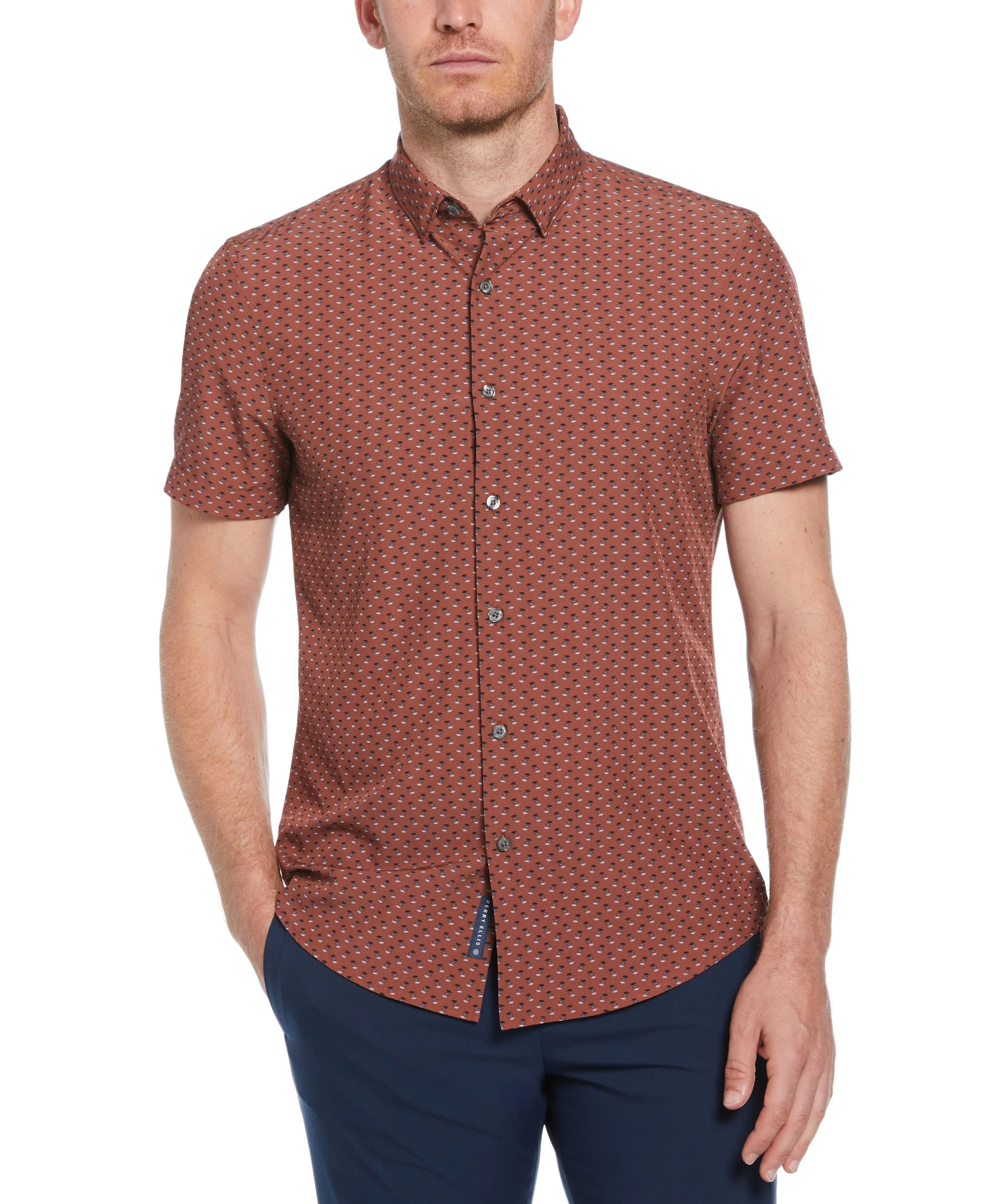 Slim Fit Diamond Print Shirt sold by Perry Ellis