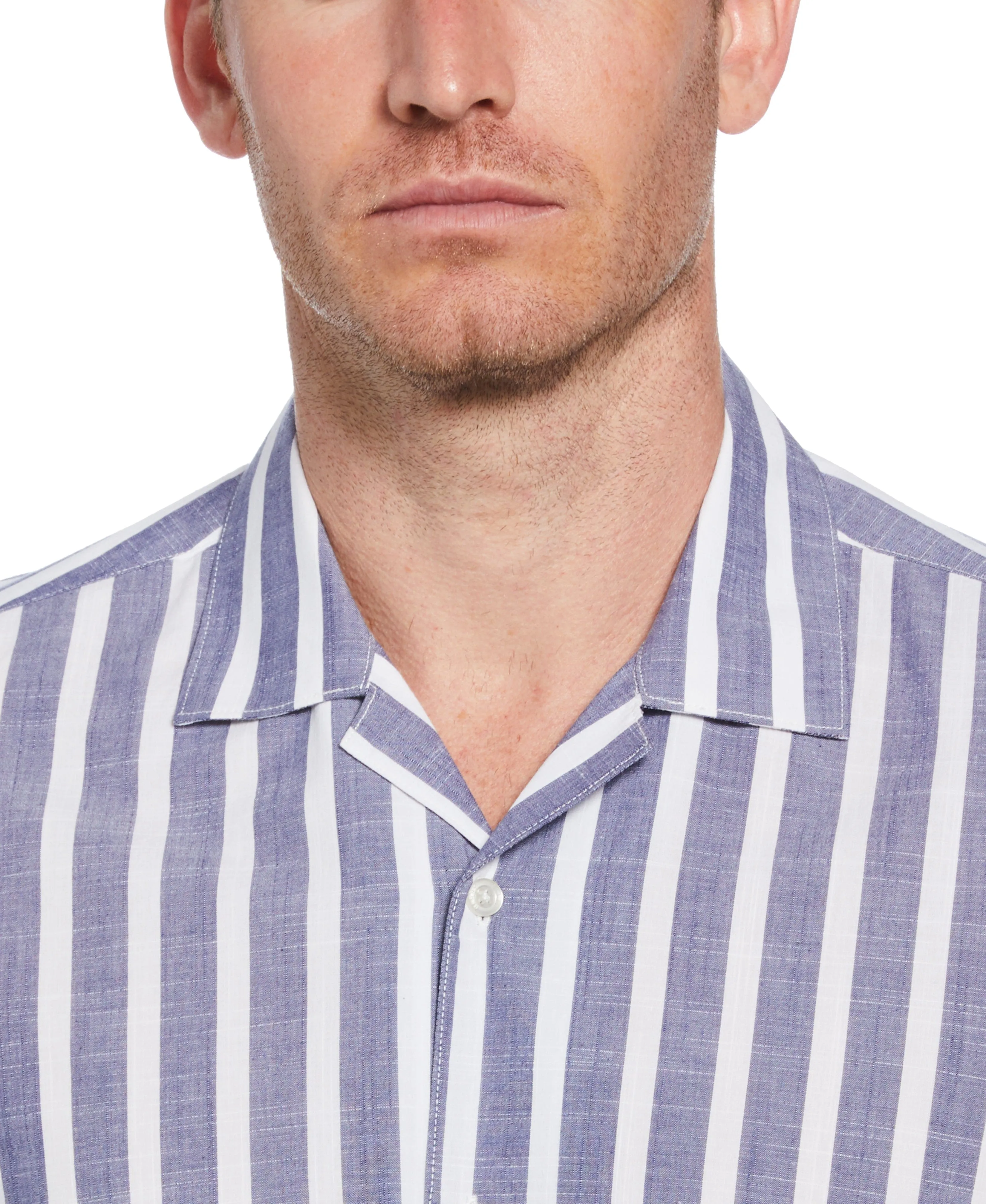 Slim Fit Linen-Like Thick Stripe Print Shirt sold by Perry Ellis product image thumbnail 3