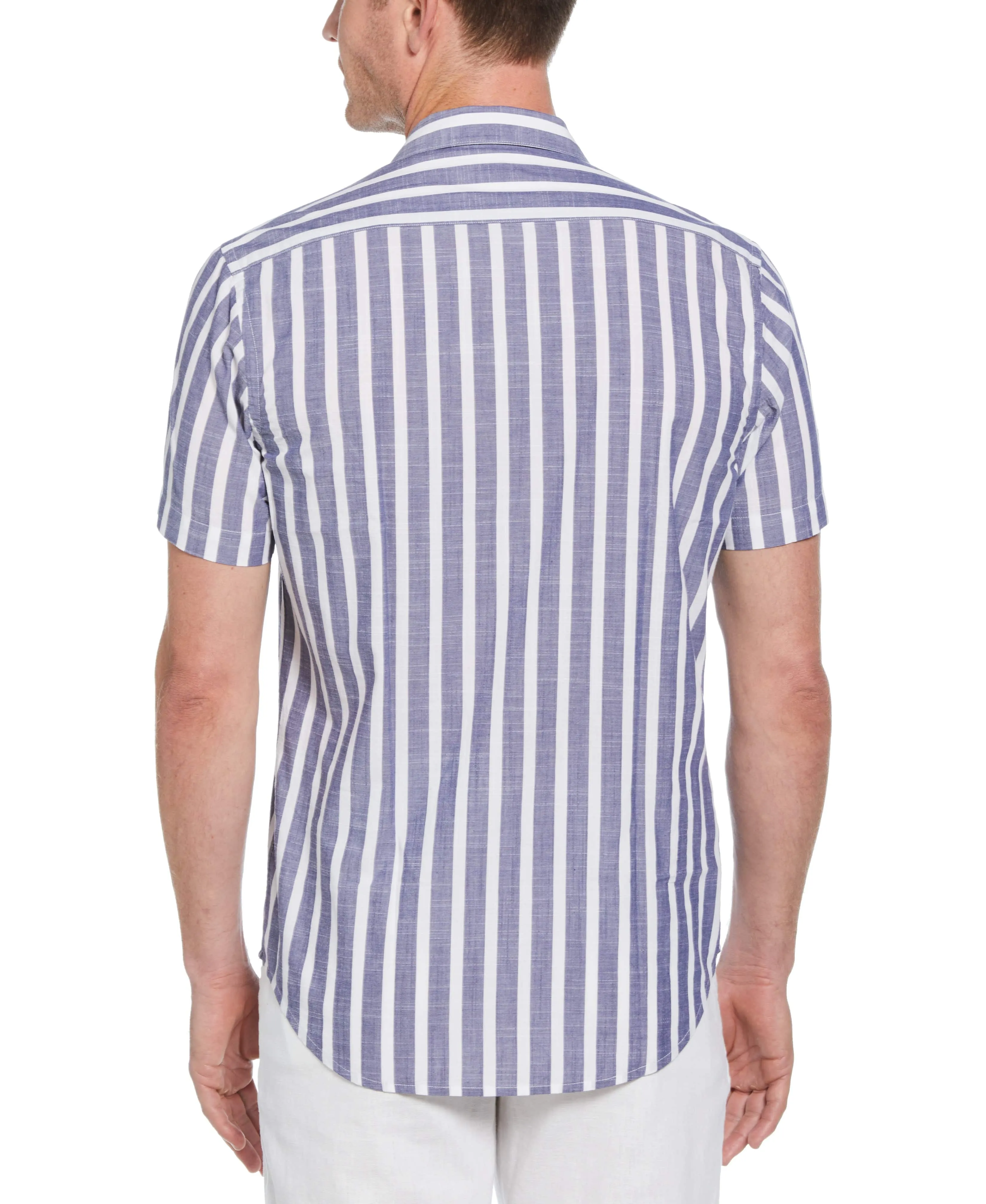 Slim Fit Linen-Like Thick Stripe Print Shirt sold by Perry Ellis product image thumbnail 2