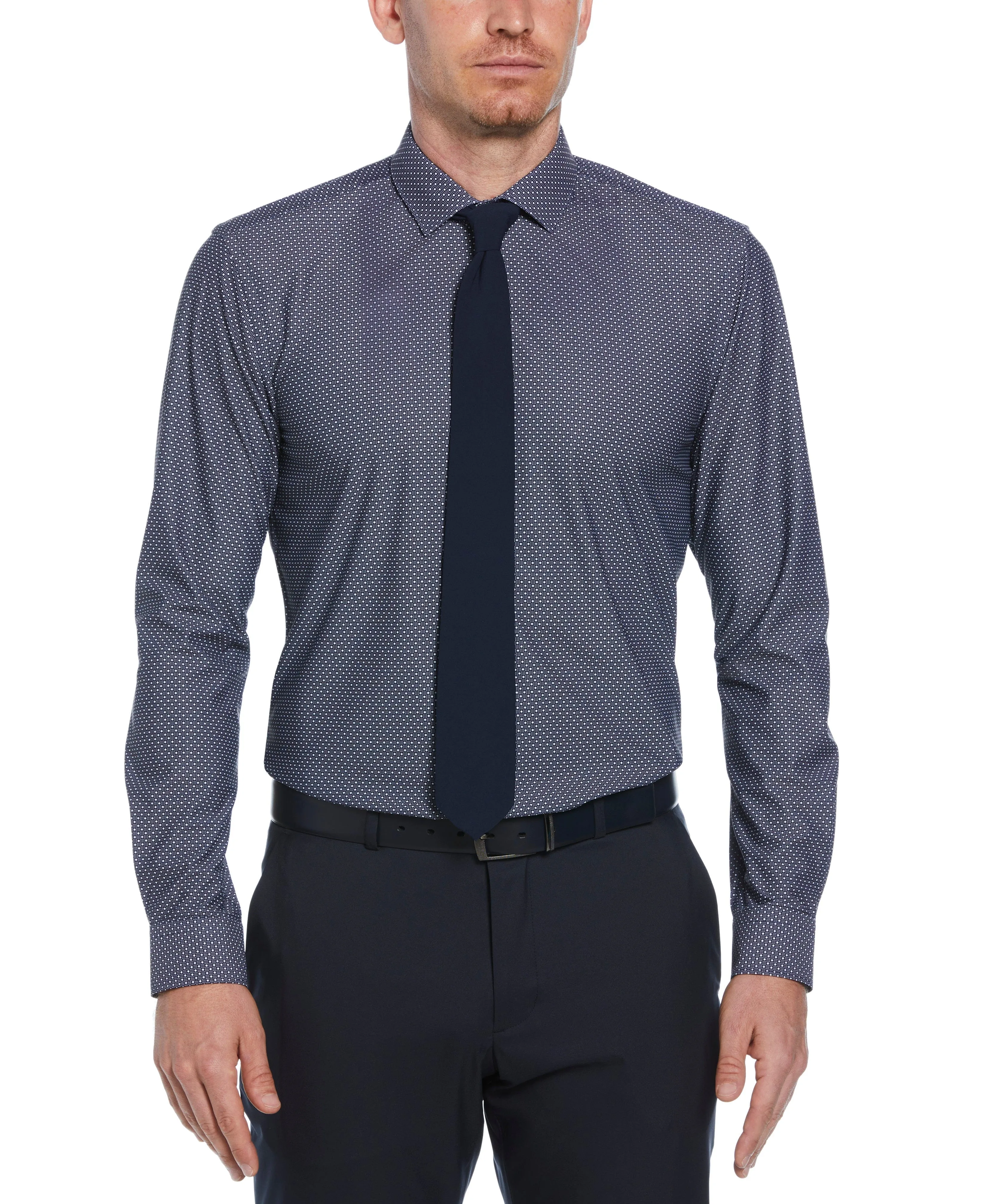 Slim Fit Knit Black and White Dot Dress Shirt sold by Perry Ellis