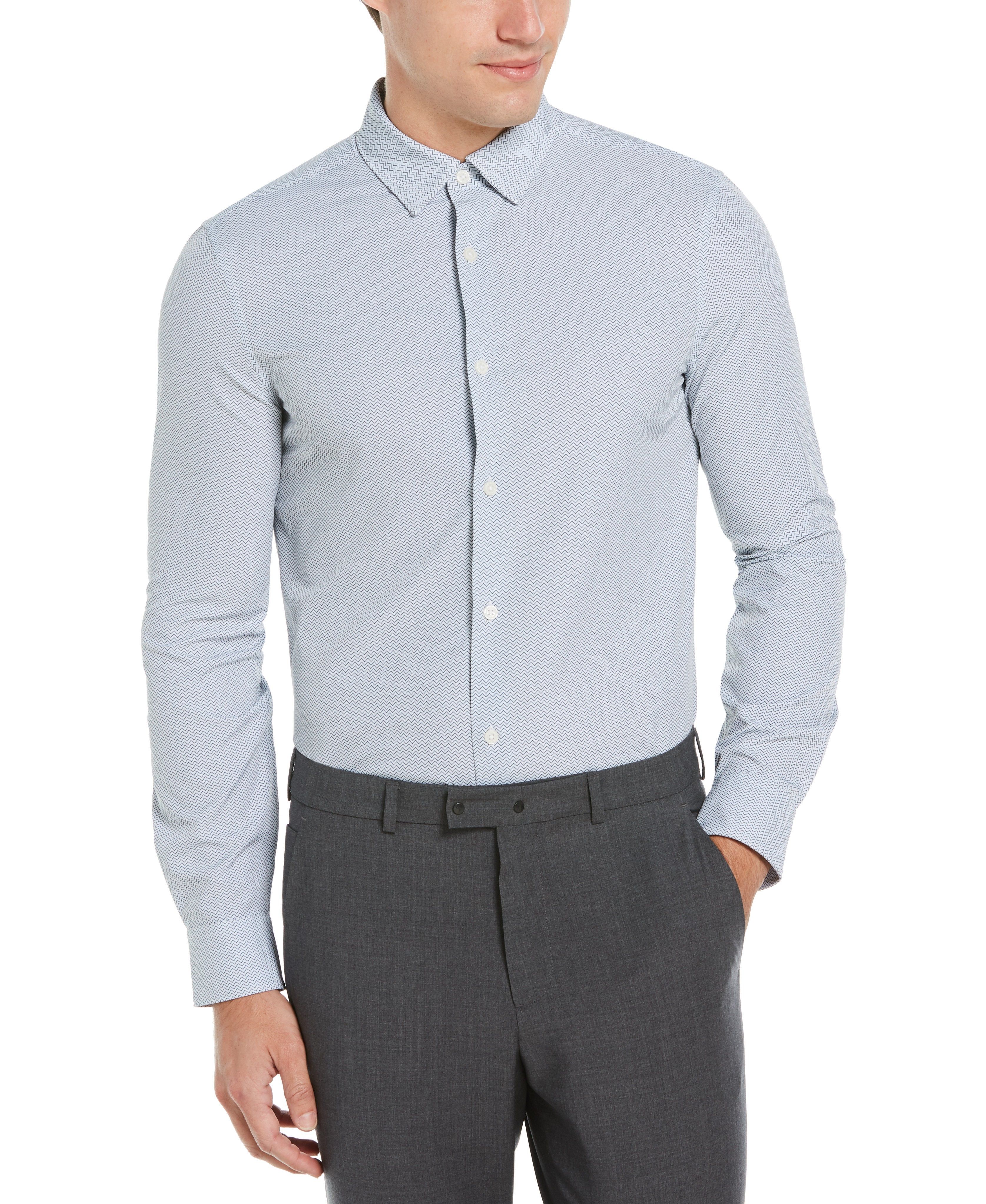 Slim Fit Stretch Zig Zag Print Shirt sold by Perry Ellis