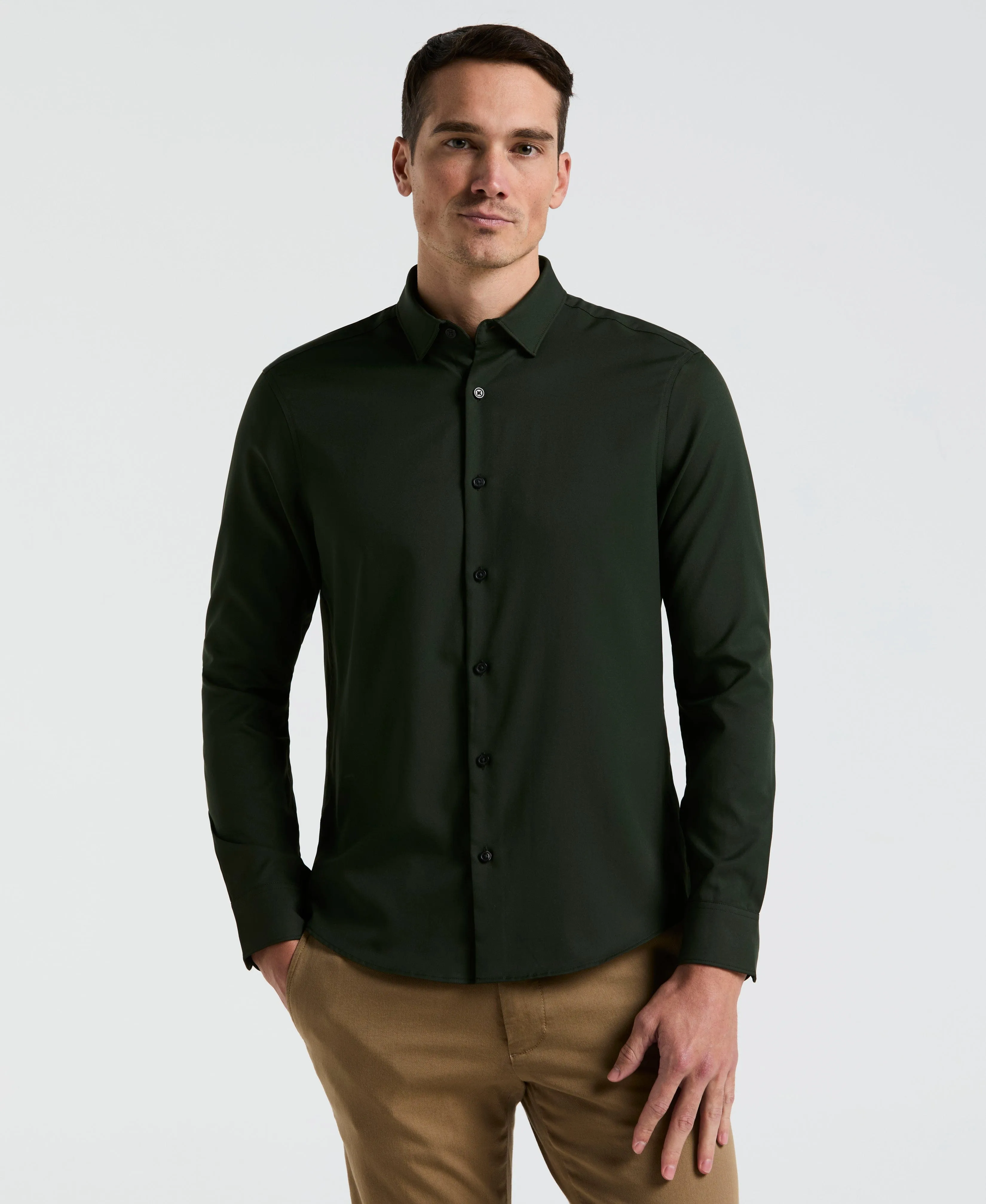 Untucked Total Stretch Slim Fit Shirt sold by Perry Ellis