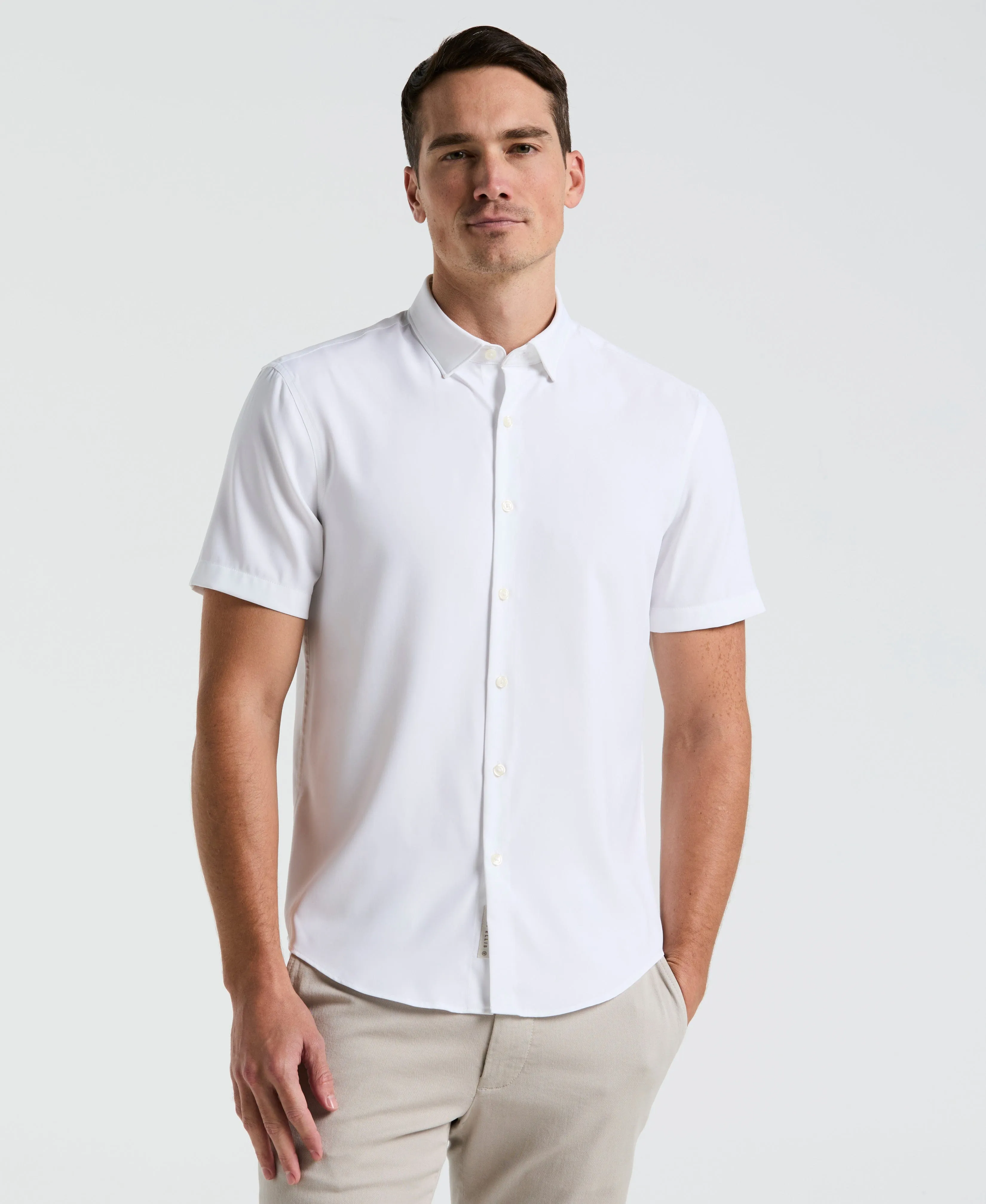 Slim Fit Total Stretch Solid Shirt sold by Perry Ellis