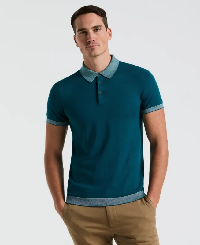 Tech Knit Contrast Sweater Polo sold by Perry Ellis