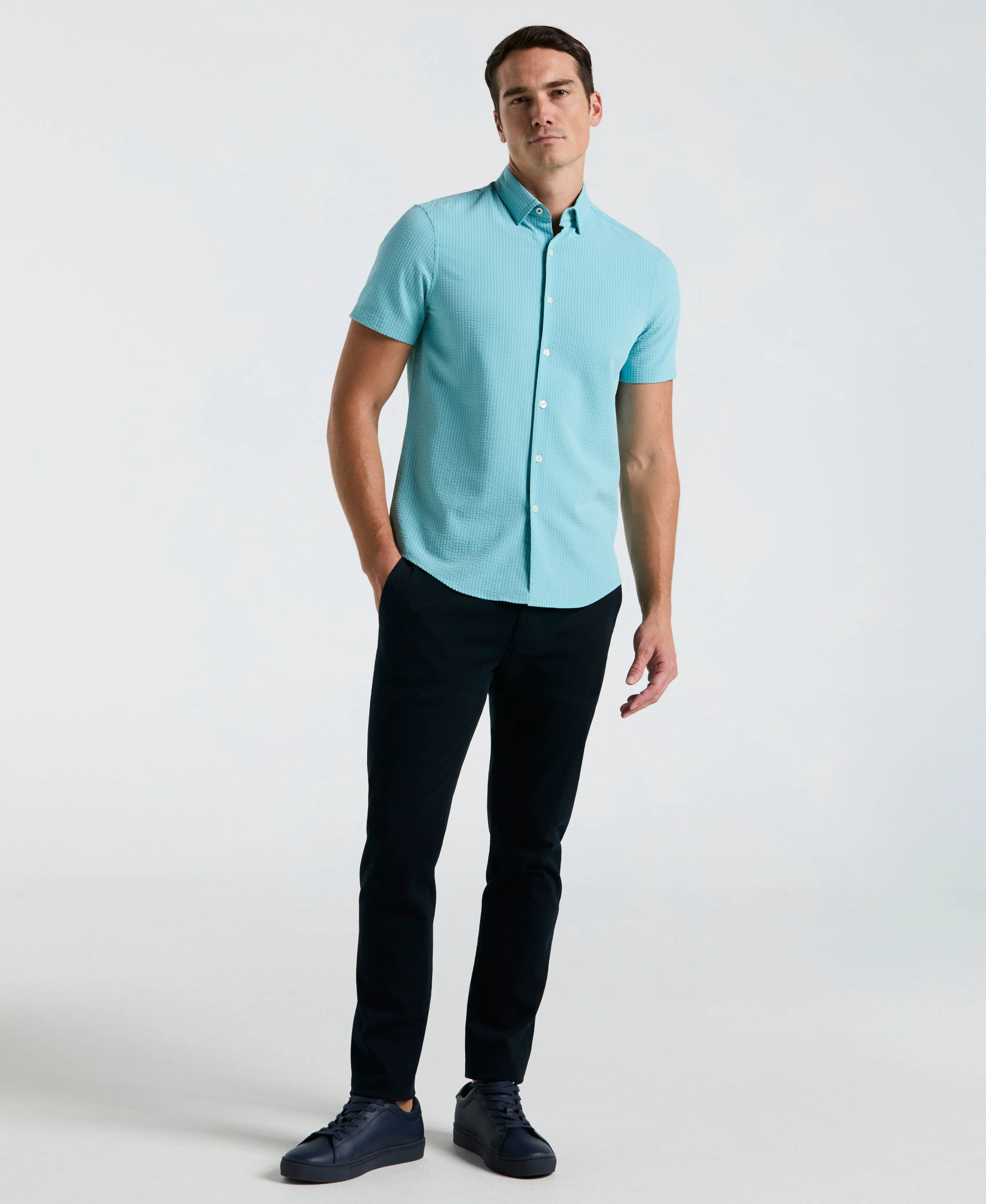 Solid Seersucker Slim Fit Shirt sold by Perry Ellis product image thumbnail 4