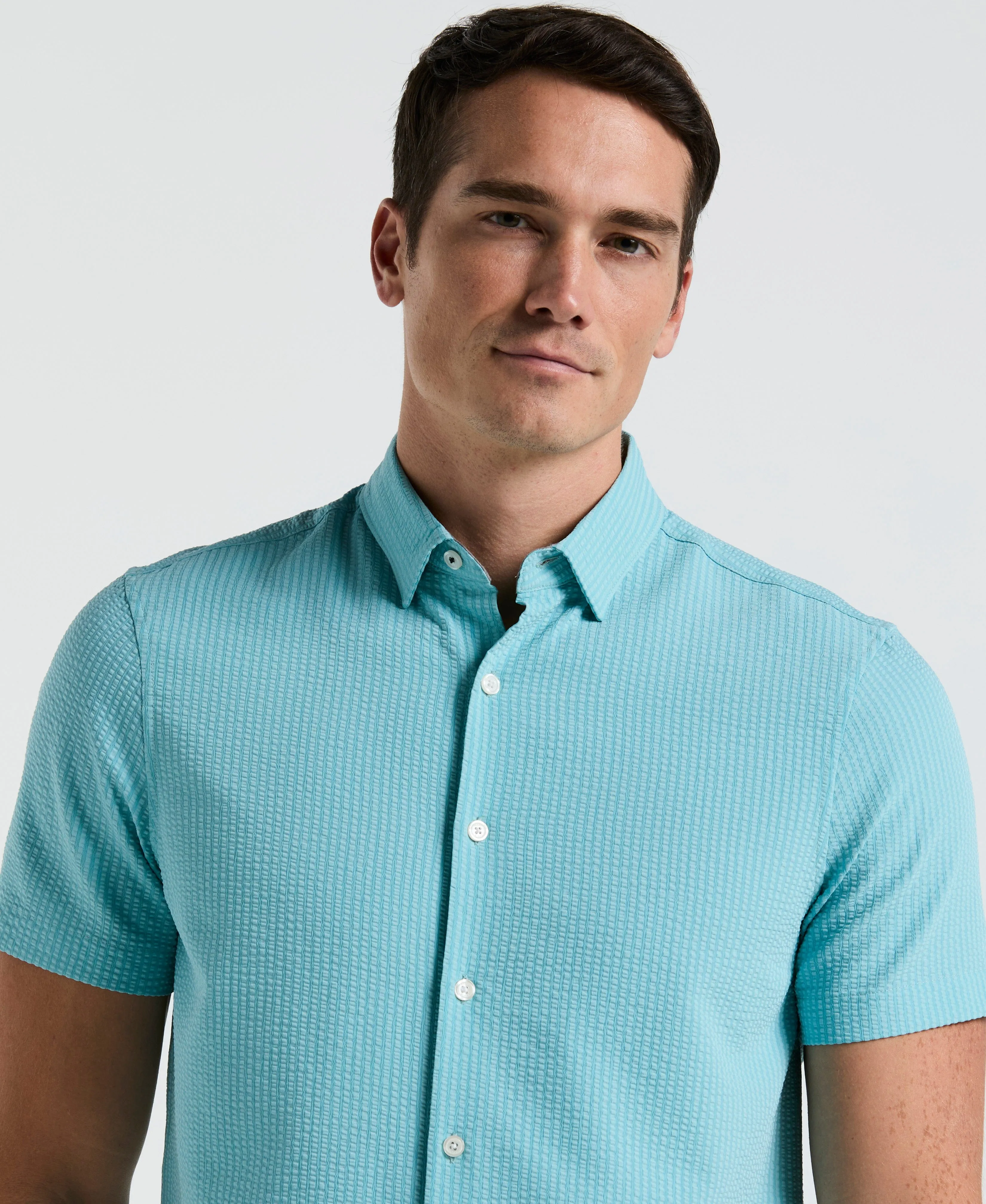 Solid Seersucker Slim Fit Shirt sold by Perry Ellis product image thumbnail 3