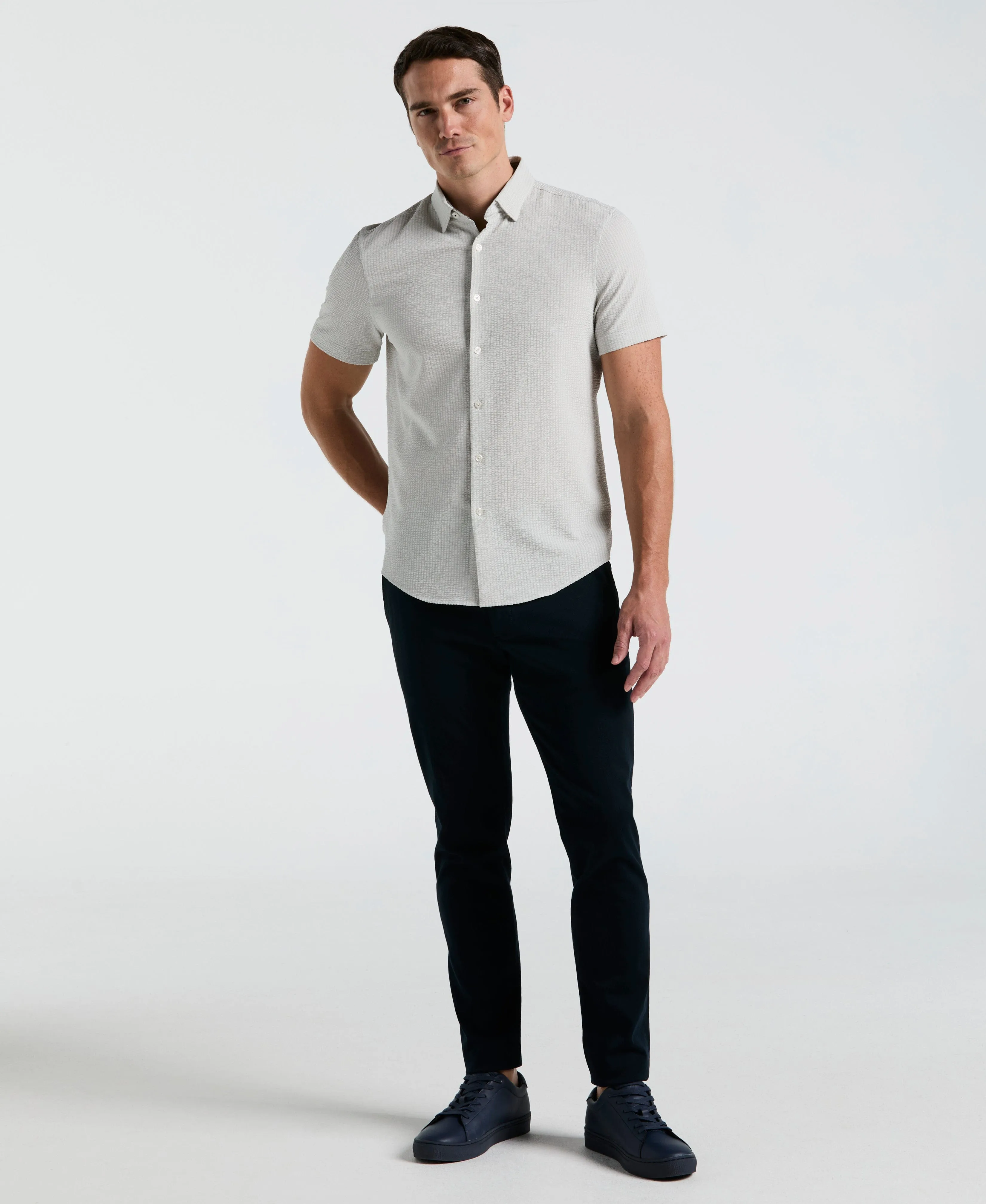 Solid Seersucker Slim Fit Shirt sold by Perry Ellis product image thumbnail 4