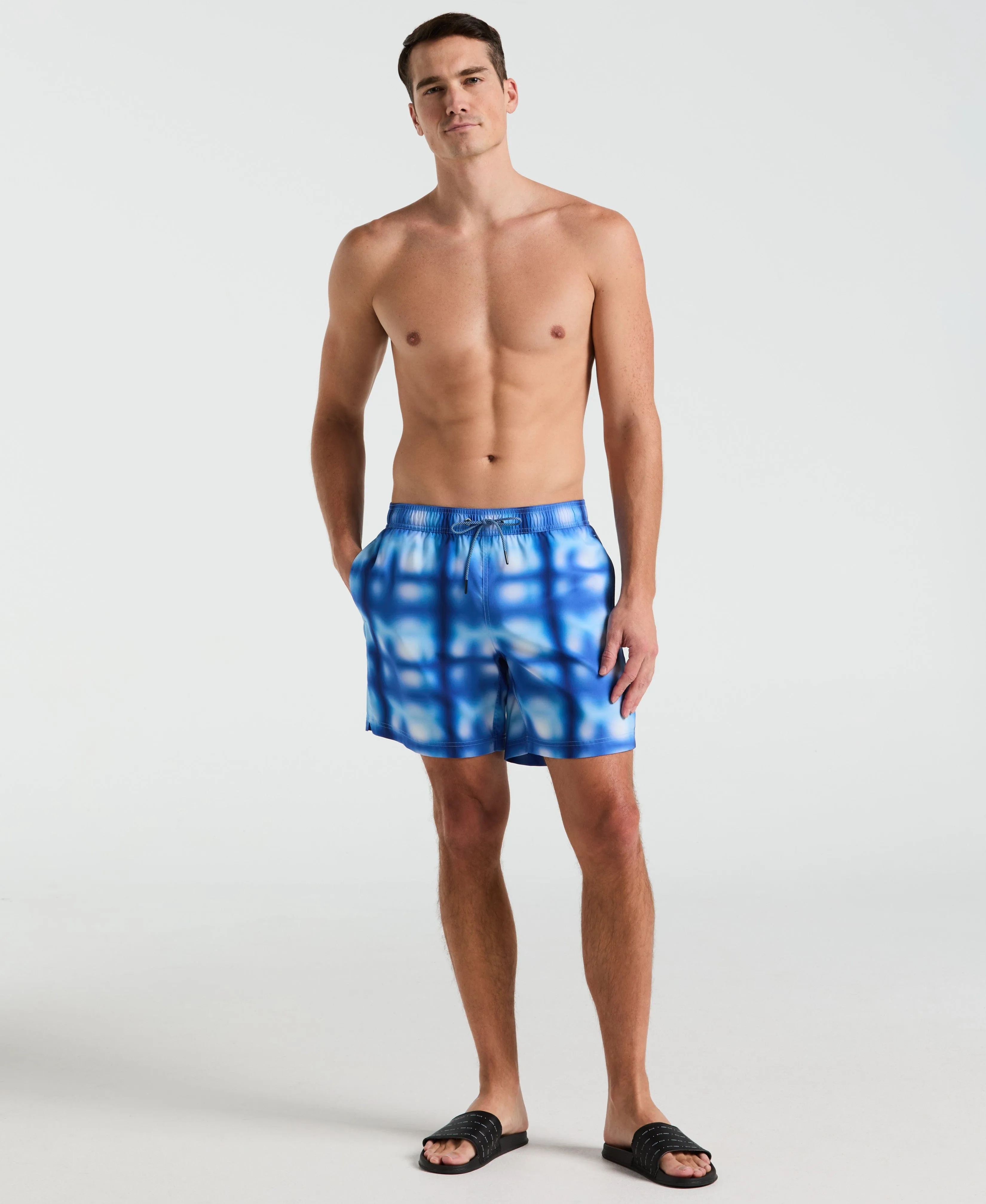 7" Blur Plaid Print Swim Short sold by Perry Ellis product image thumbnail 4