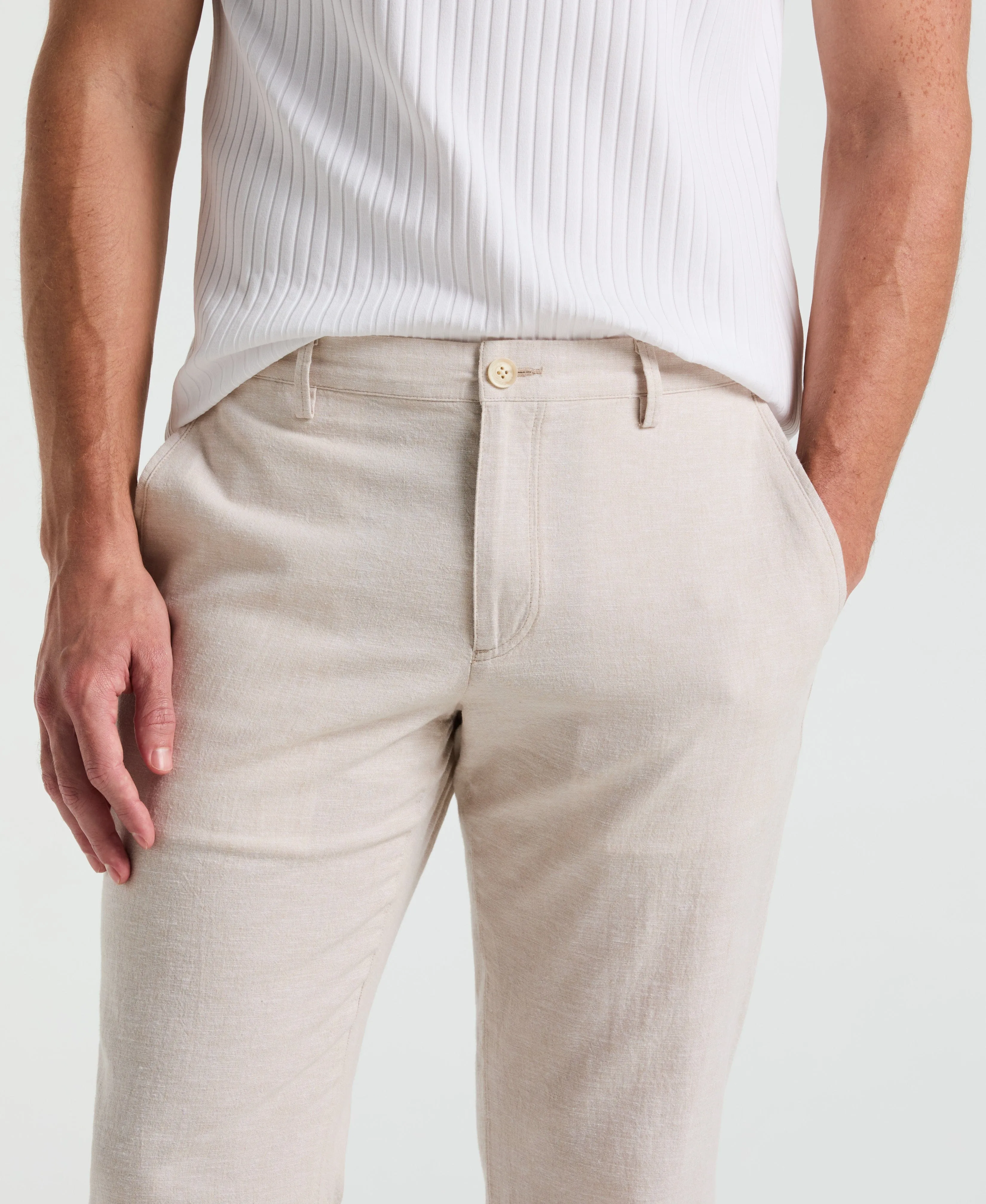 Slim Fit Flat Front Linen Blend Chino Pant sold by Perry Ellis product image thumbnail 2